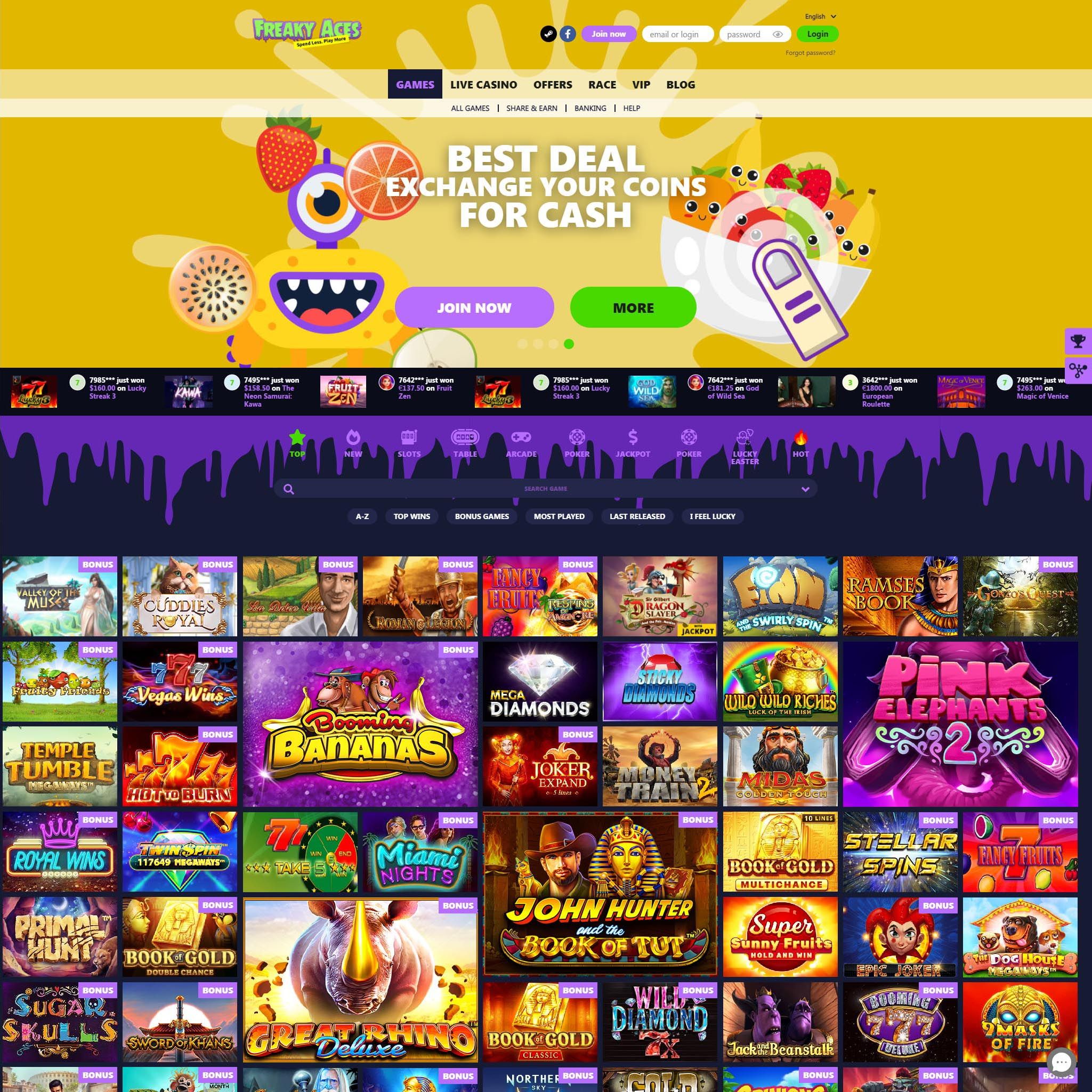 Freaky Aces Casino full games catalogue