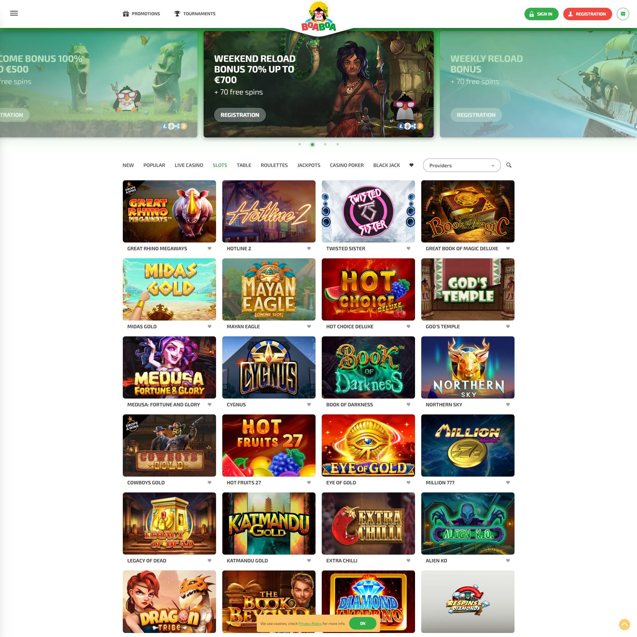 BoaBoa Casino game catalogue