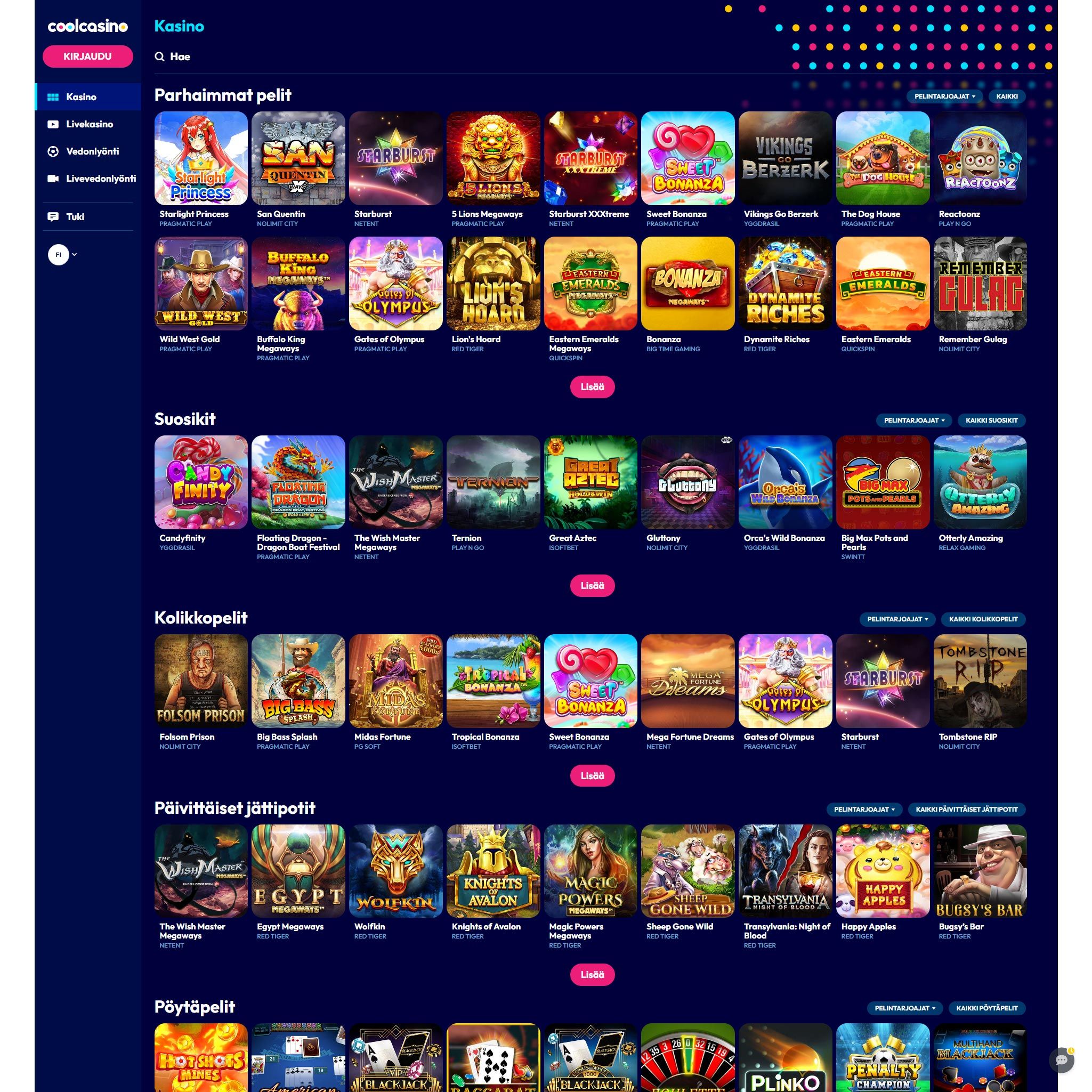 Cool Casino game catalogue