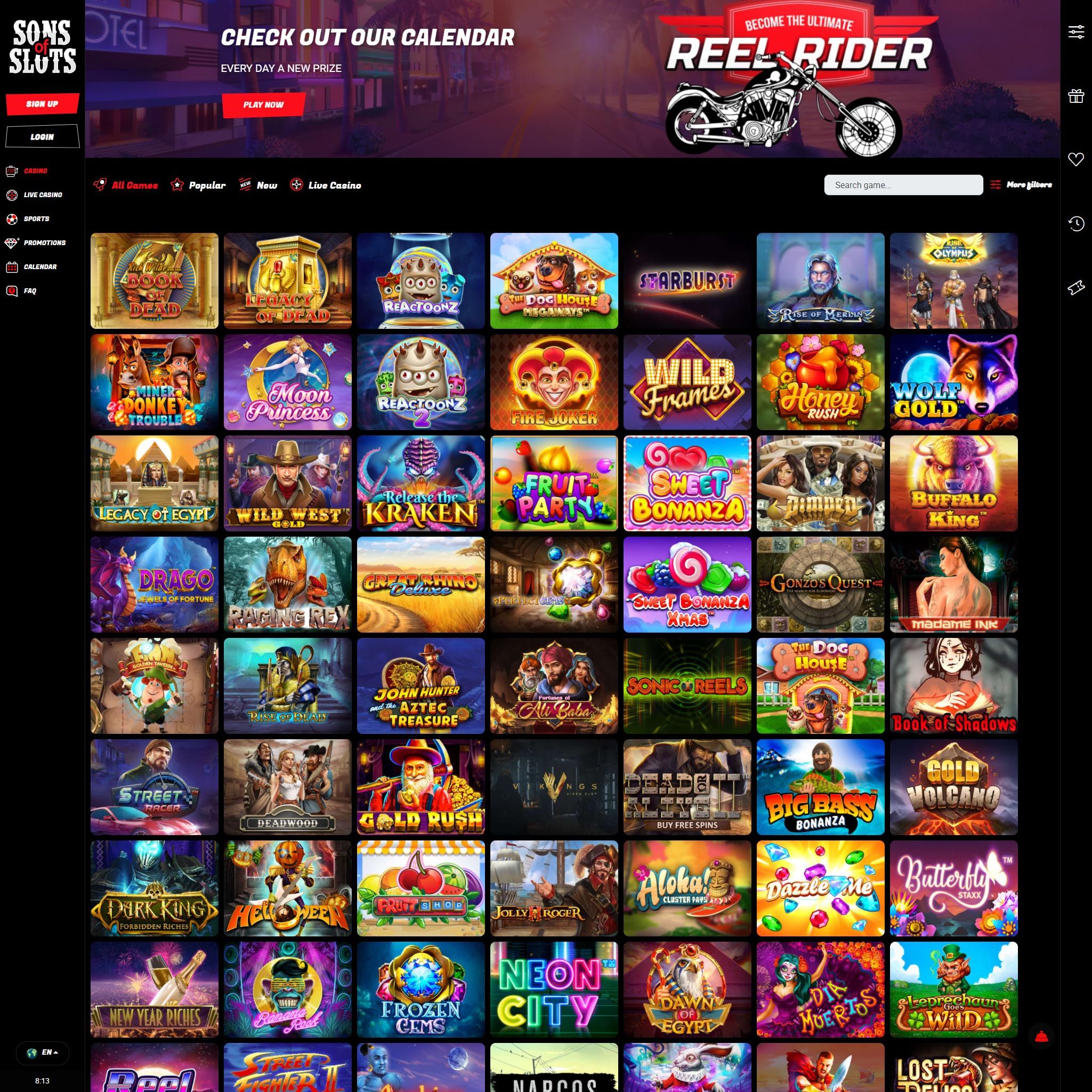 Sons of Slots Casino game catalogue