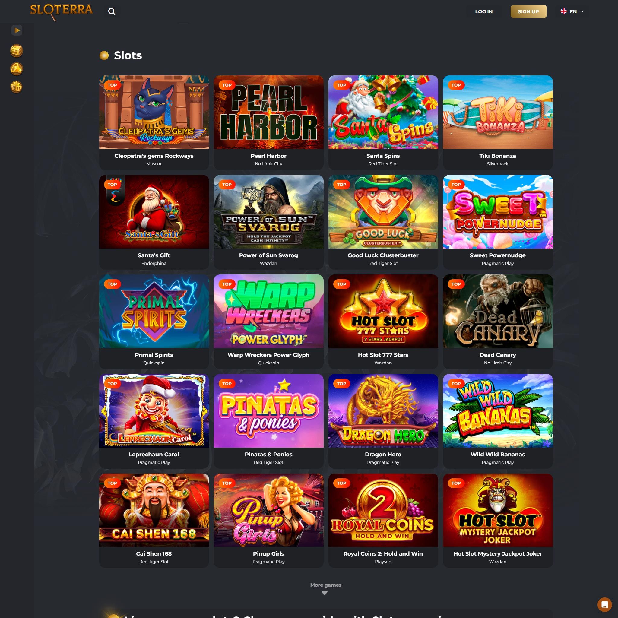 Sloterra Casino full games catalogue