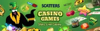 scatters casino offers various casino games like slots, live casino games like blackjack, baccarat and roulette-logo