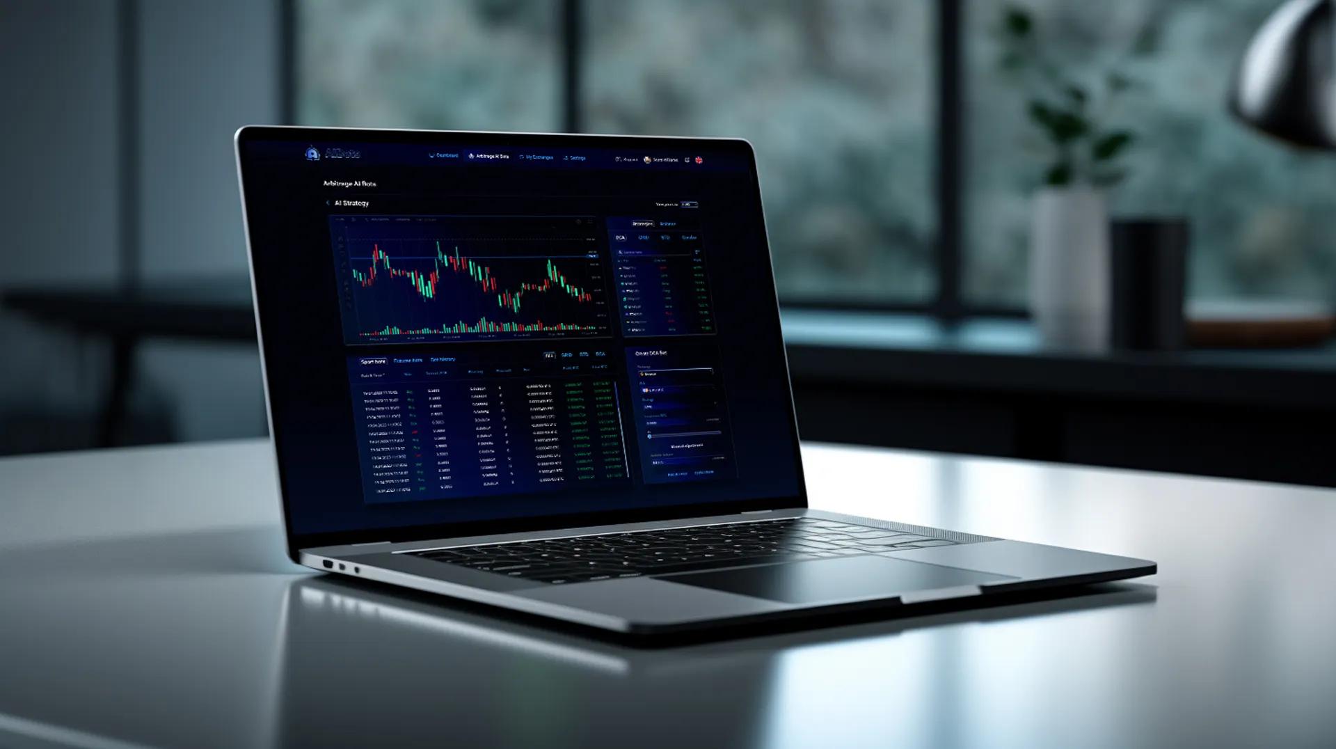 laptop with open orders - AI Arbitrage Trading