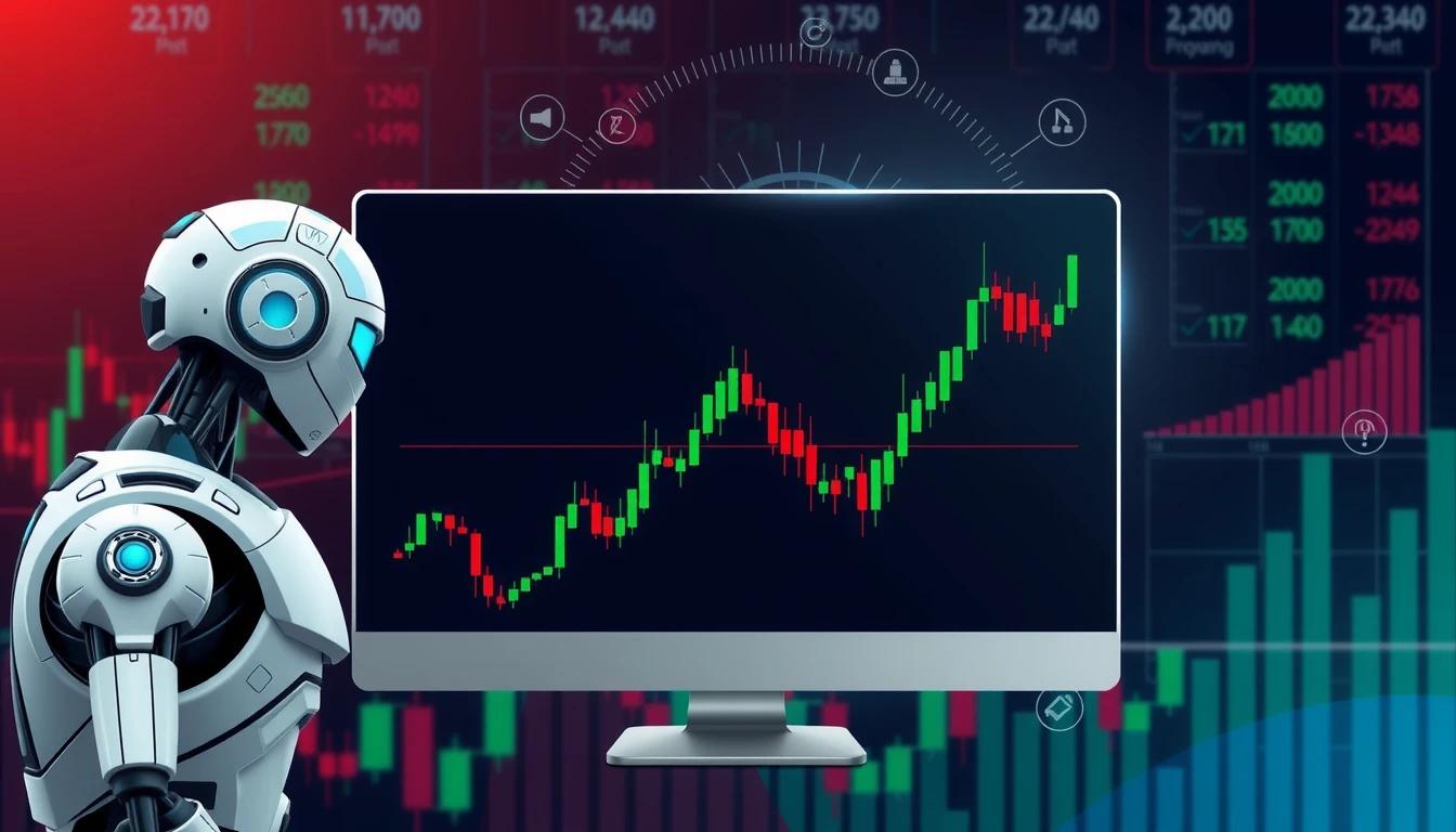 bot infront of a screen - Best AI Trading Bot