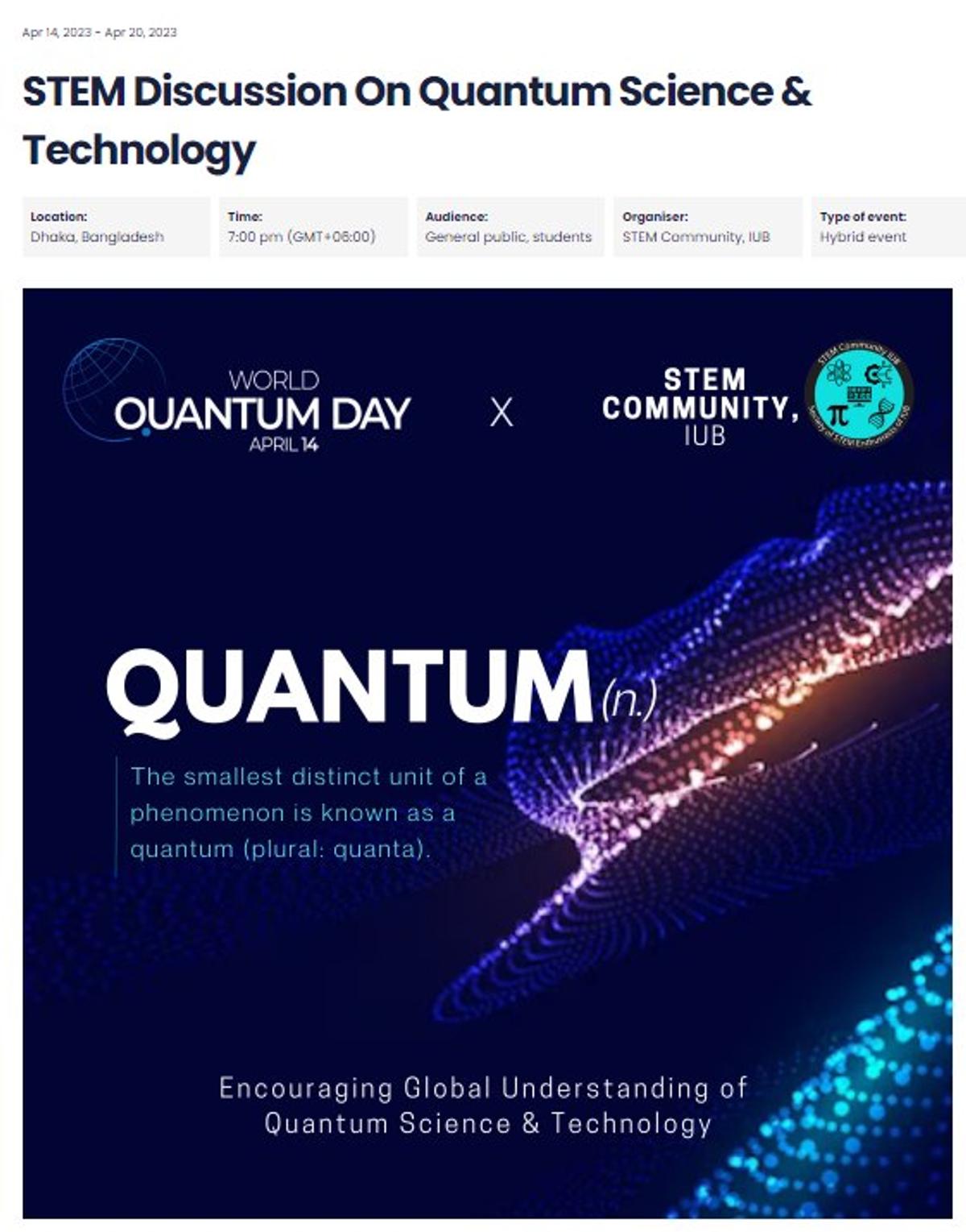 STEM Community, IUB X World Quantum Day