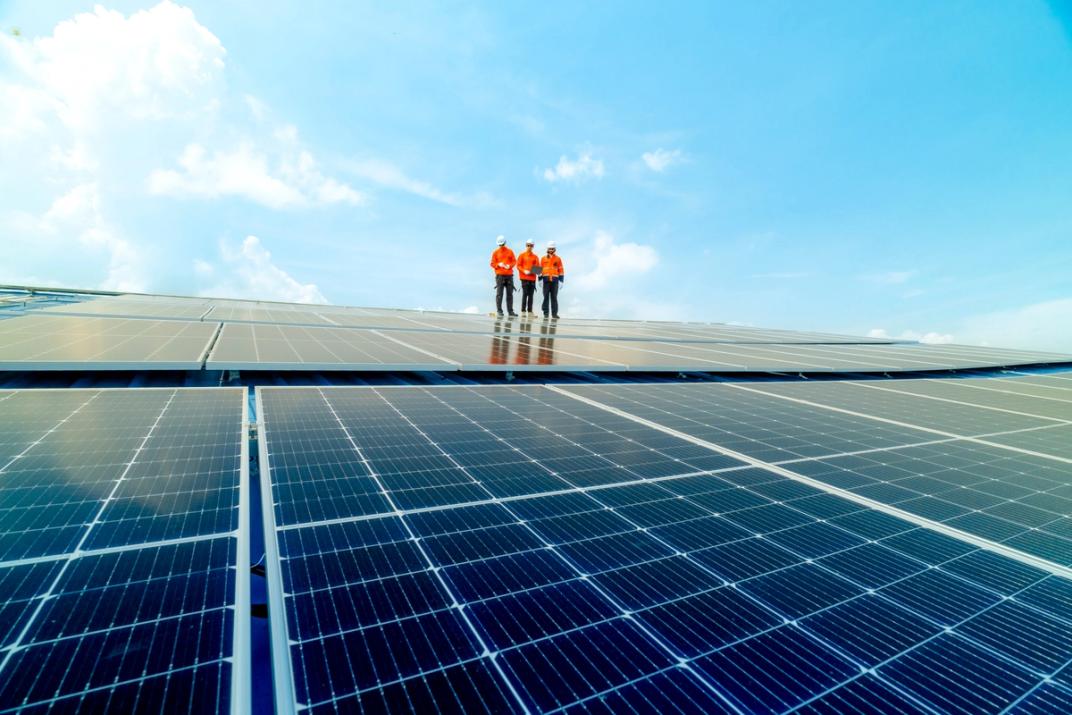 Solar pile remediation crew at work