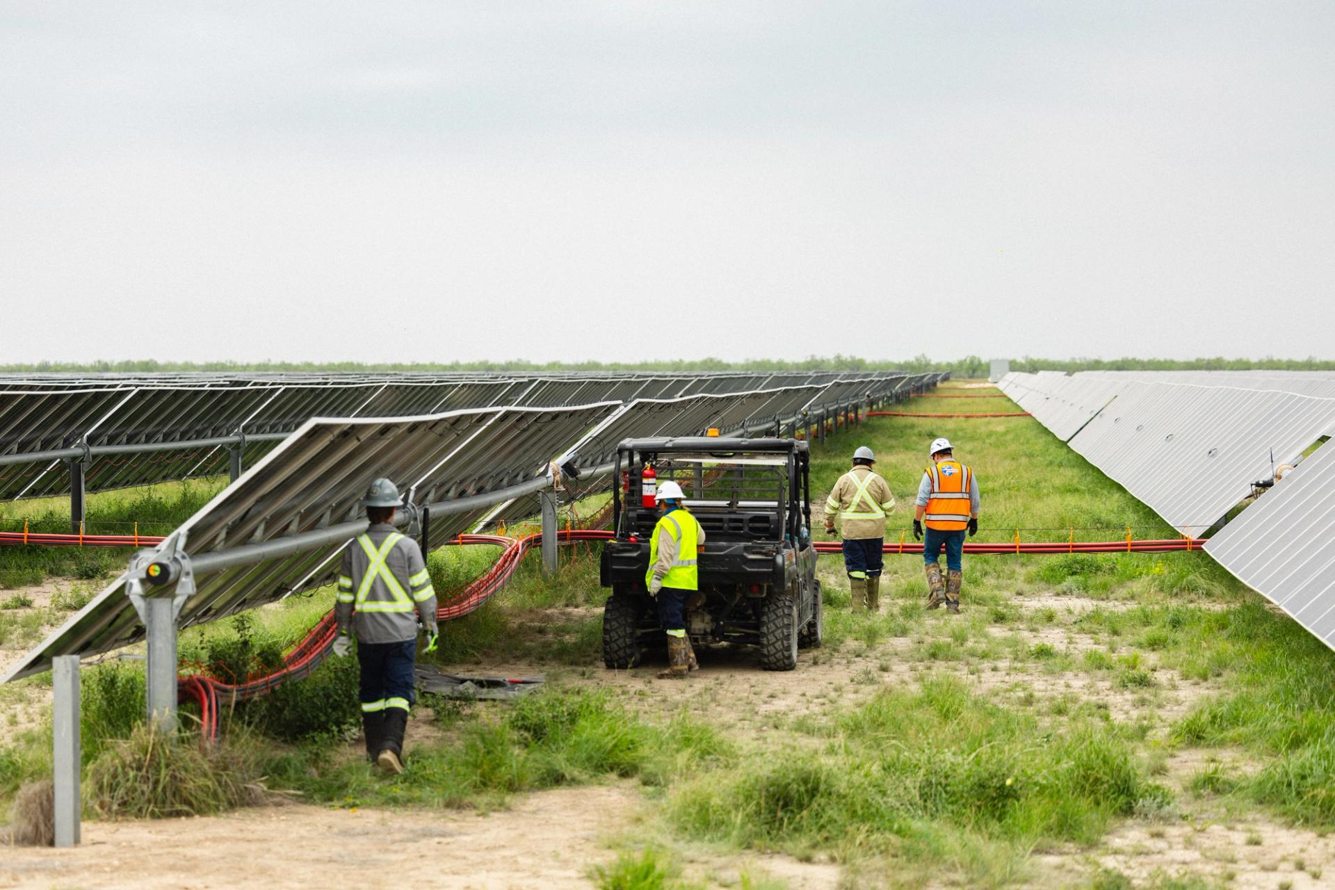 Power Ray O&M crew servicing a utility-scale solar facility