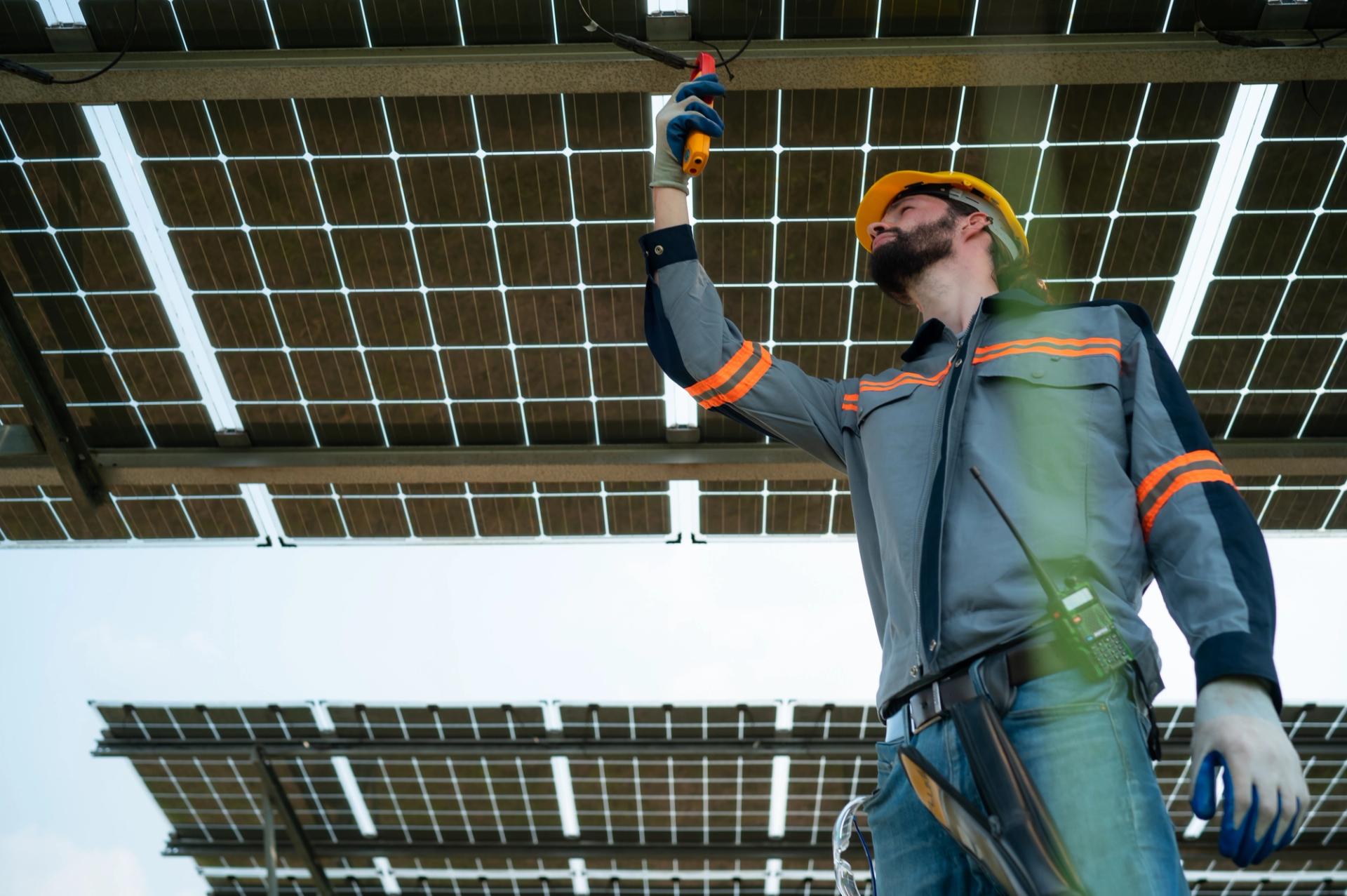Power Ray remediation crew correcting solar piles on a utility-scale site