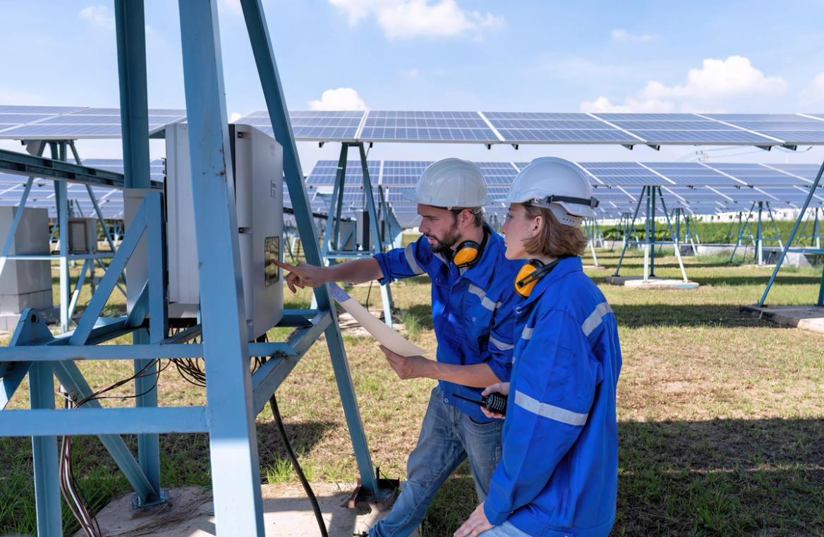 Solar field undergoing preventative maintenance