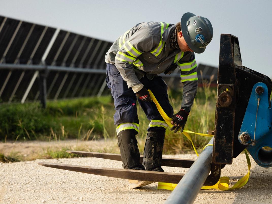 Solar construction crew working on site