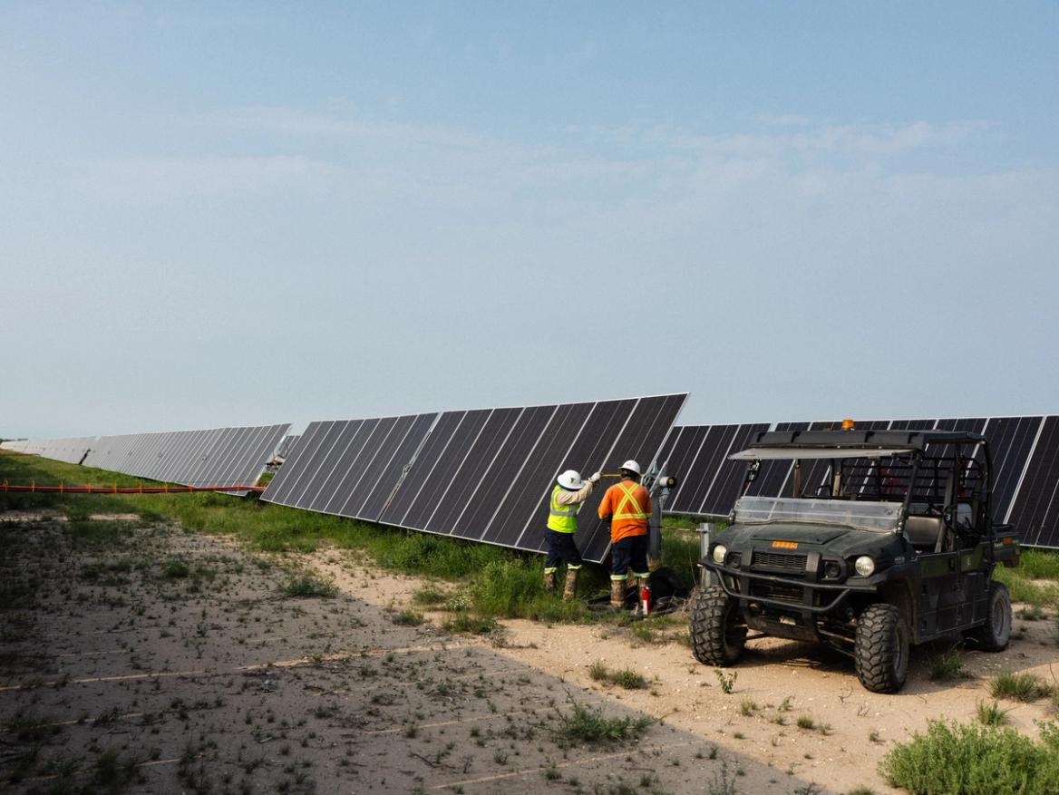 Solar construction crews on a job site