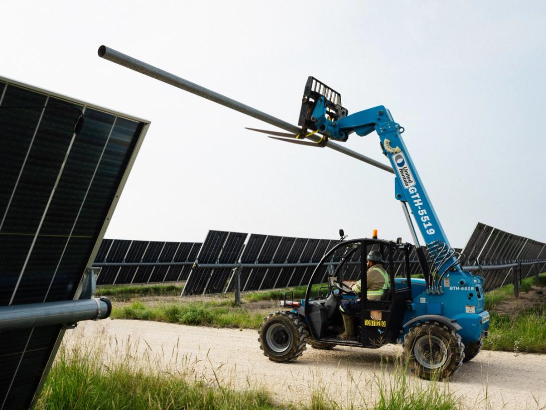 Power Ray crew installing solar racking on site
