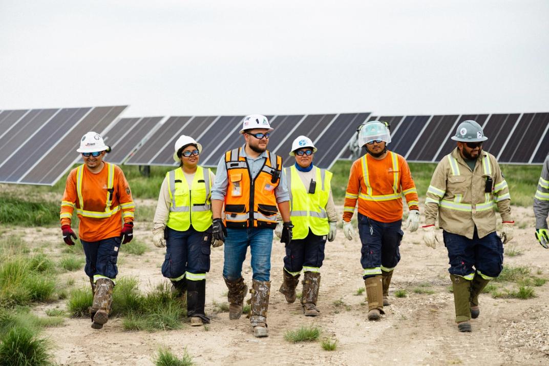 Solar construction crew on site preparing for energization