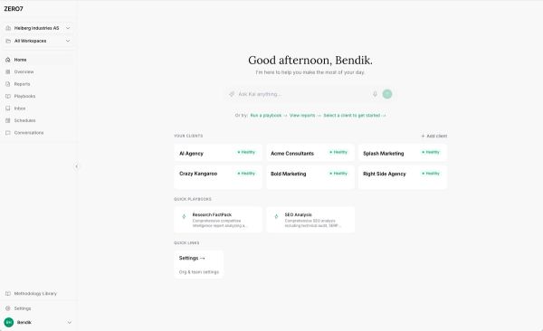 Screenshot of an agentic workspace