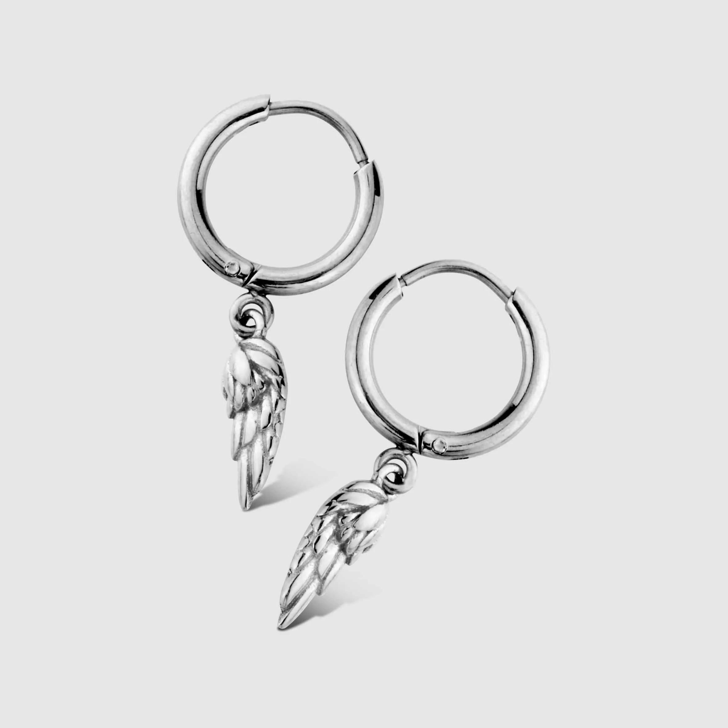 Wing Hoop Earrings - (silver) 2