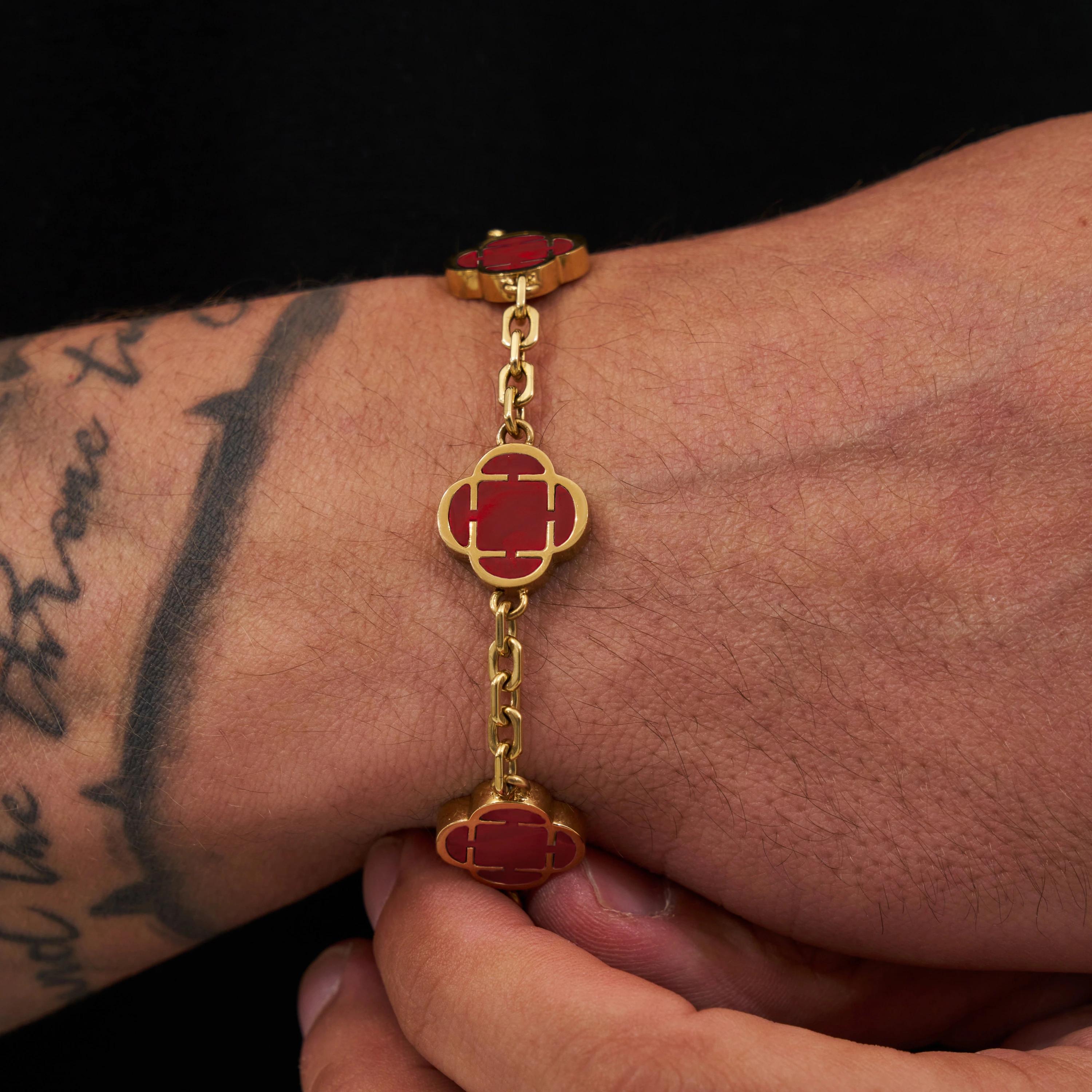 Royal Clover Bracelet - Red Stone 3