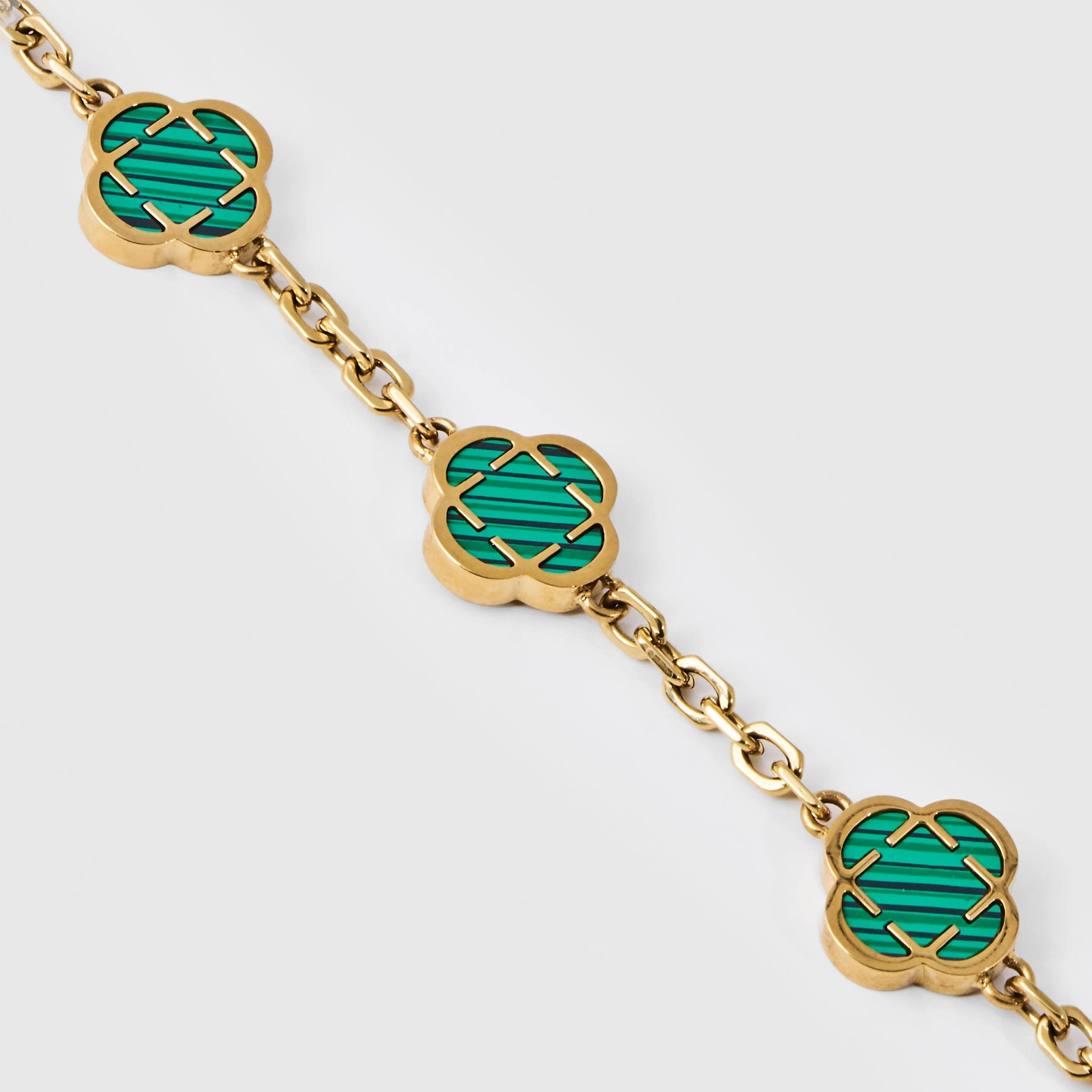 Royal Clover Bracelet - Malachite Stone 6