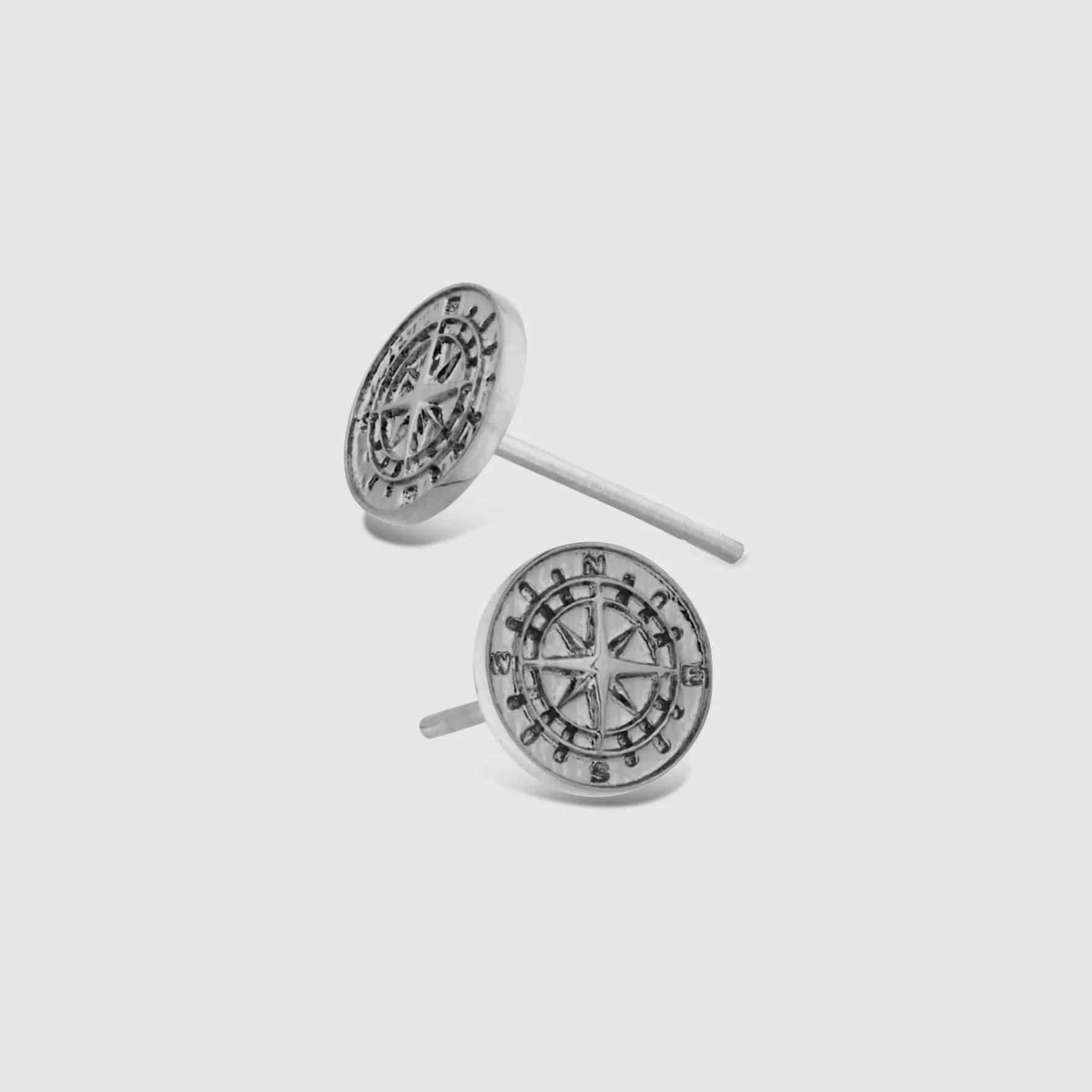Compass Stud Earrings - (silver) 2