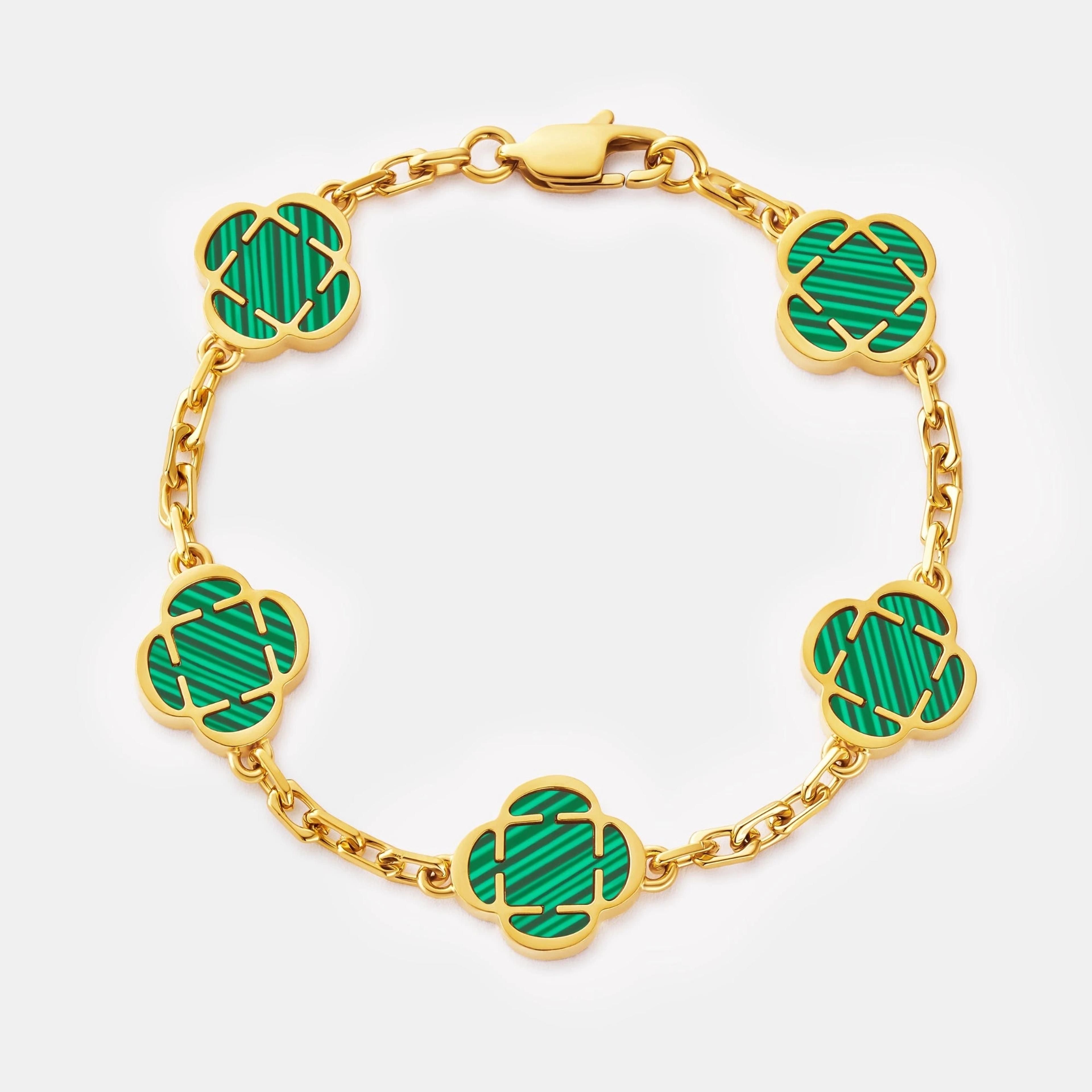 Royal Clover Bracelet - Malachite Stone 1