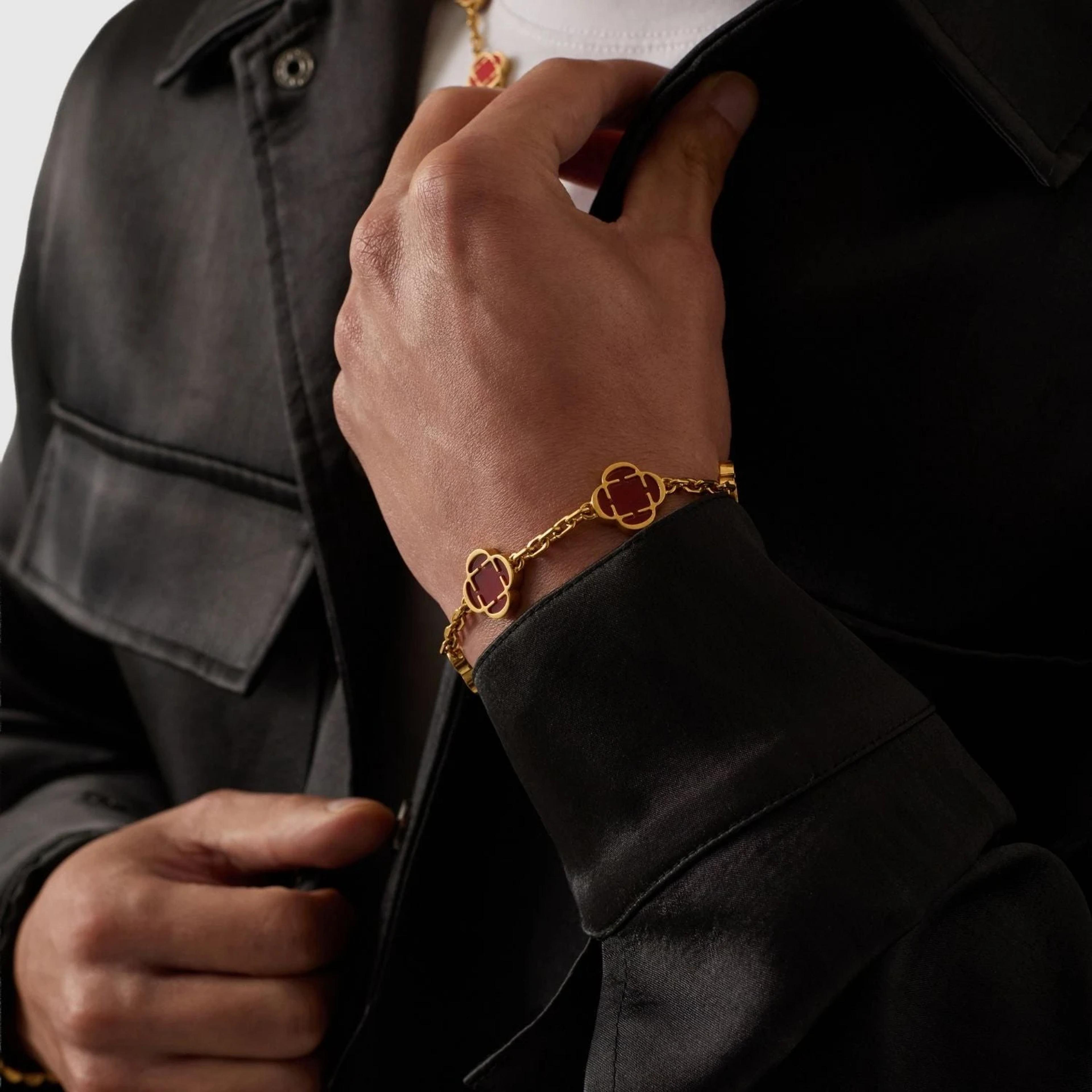 Royal Clover Bracelet - Red Stone 6