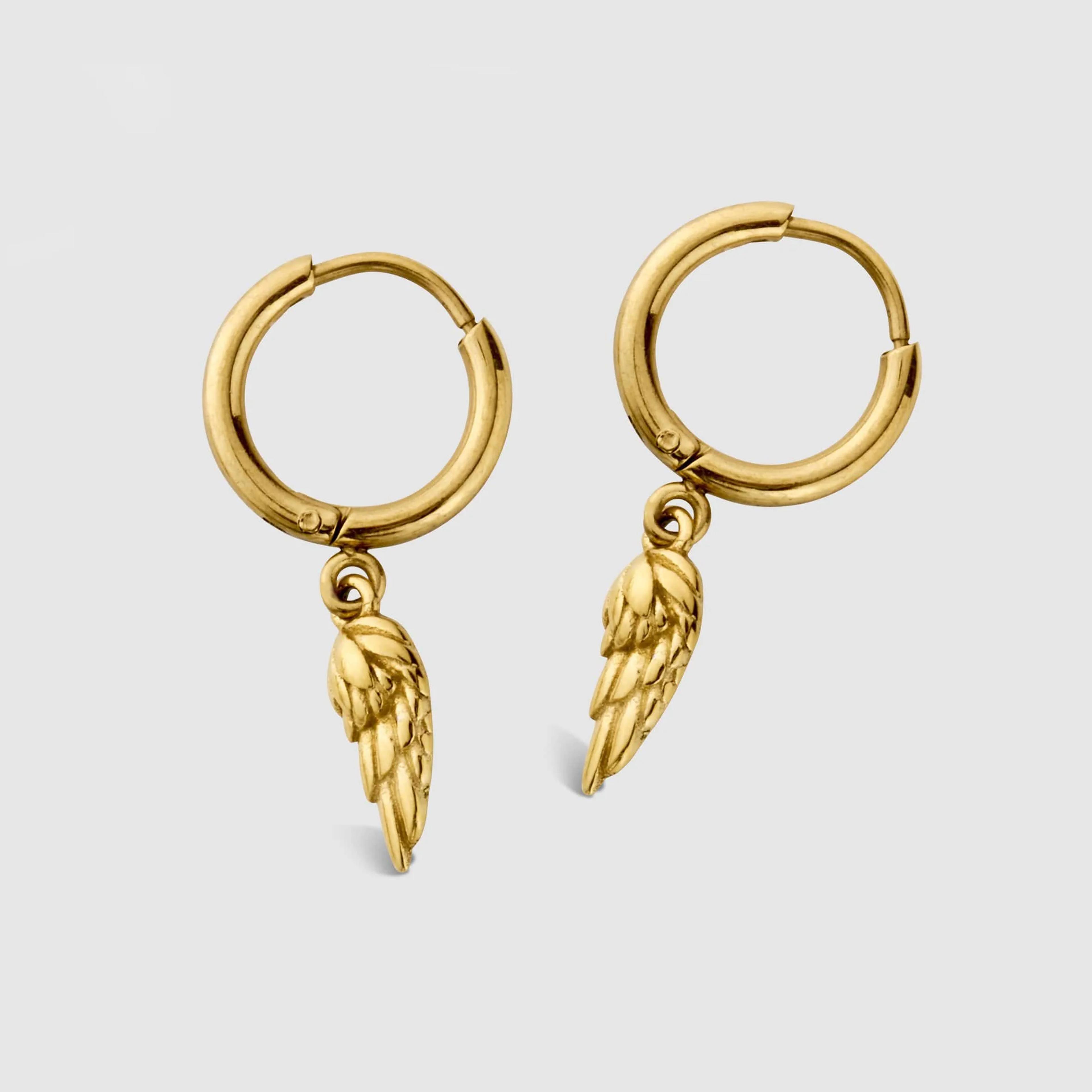 Wing Hoop Earrings - (gold) 2