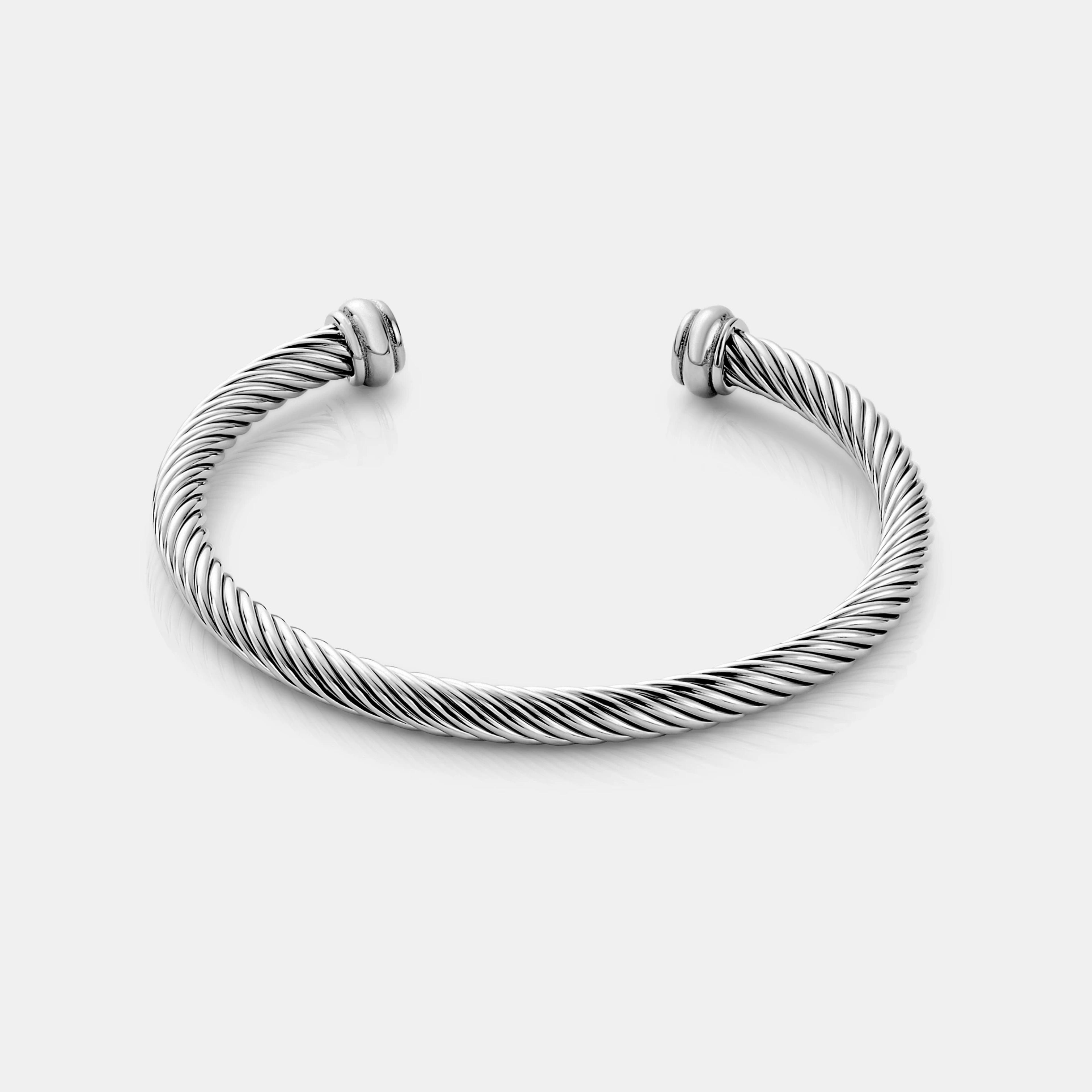 Twisted Cable Bangle - (silver) 1