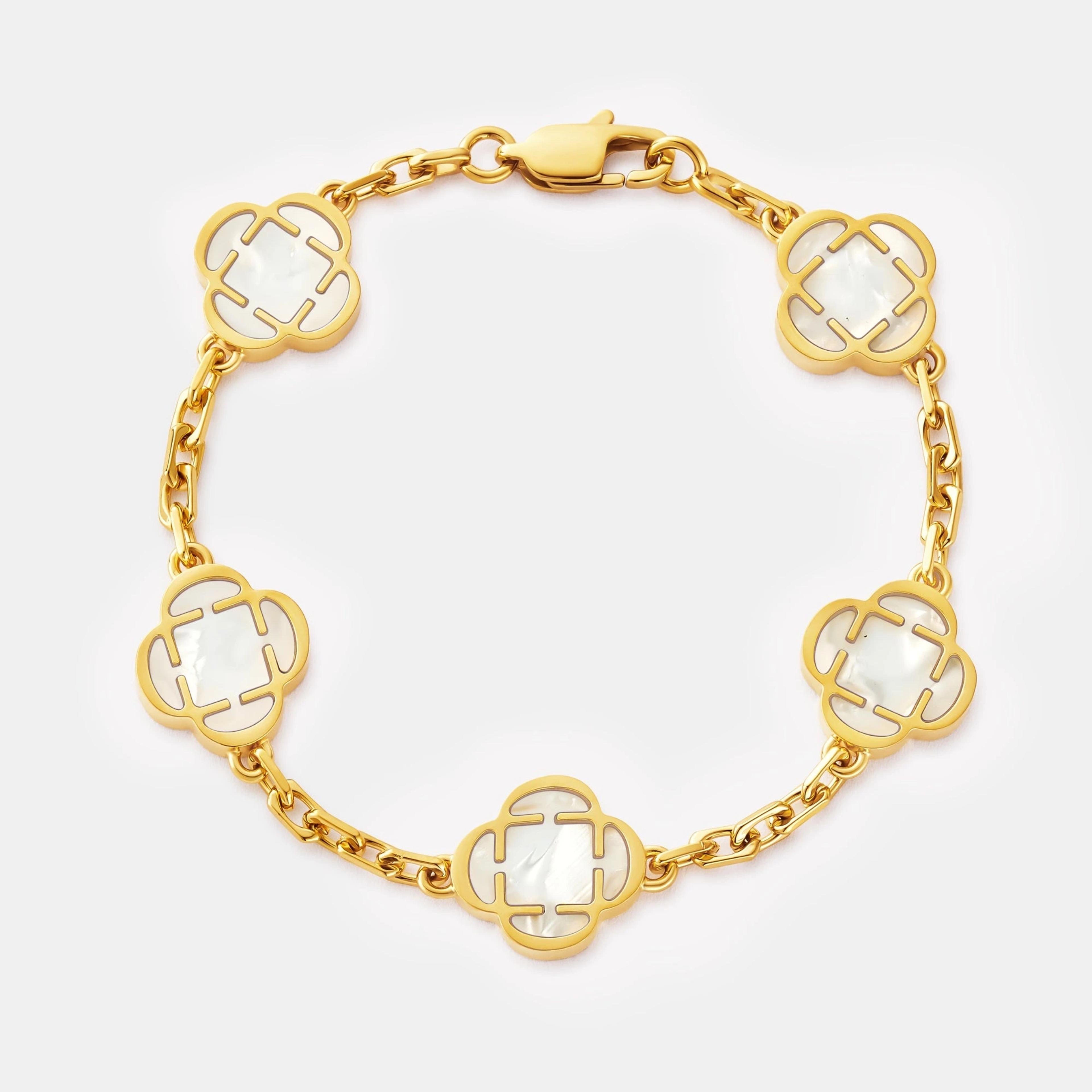 Royal Clover Bracelet - White Stone