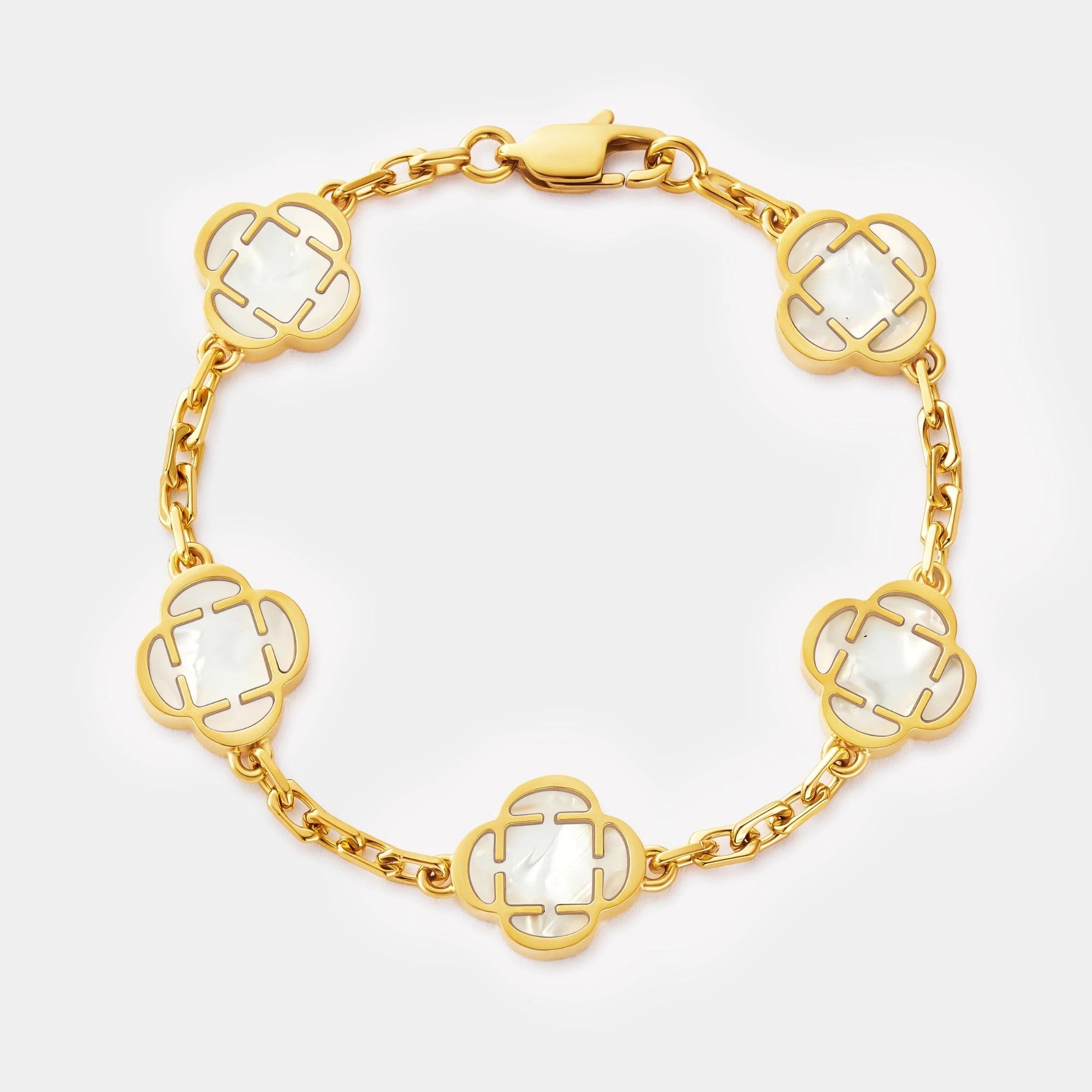 Royal Clover Bracelet - White Stone