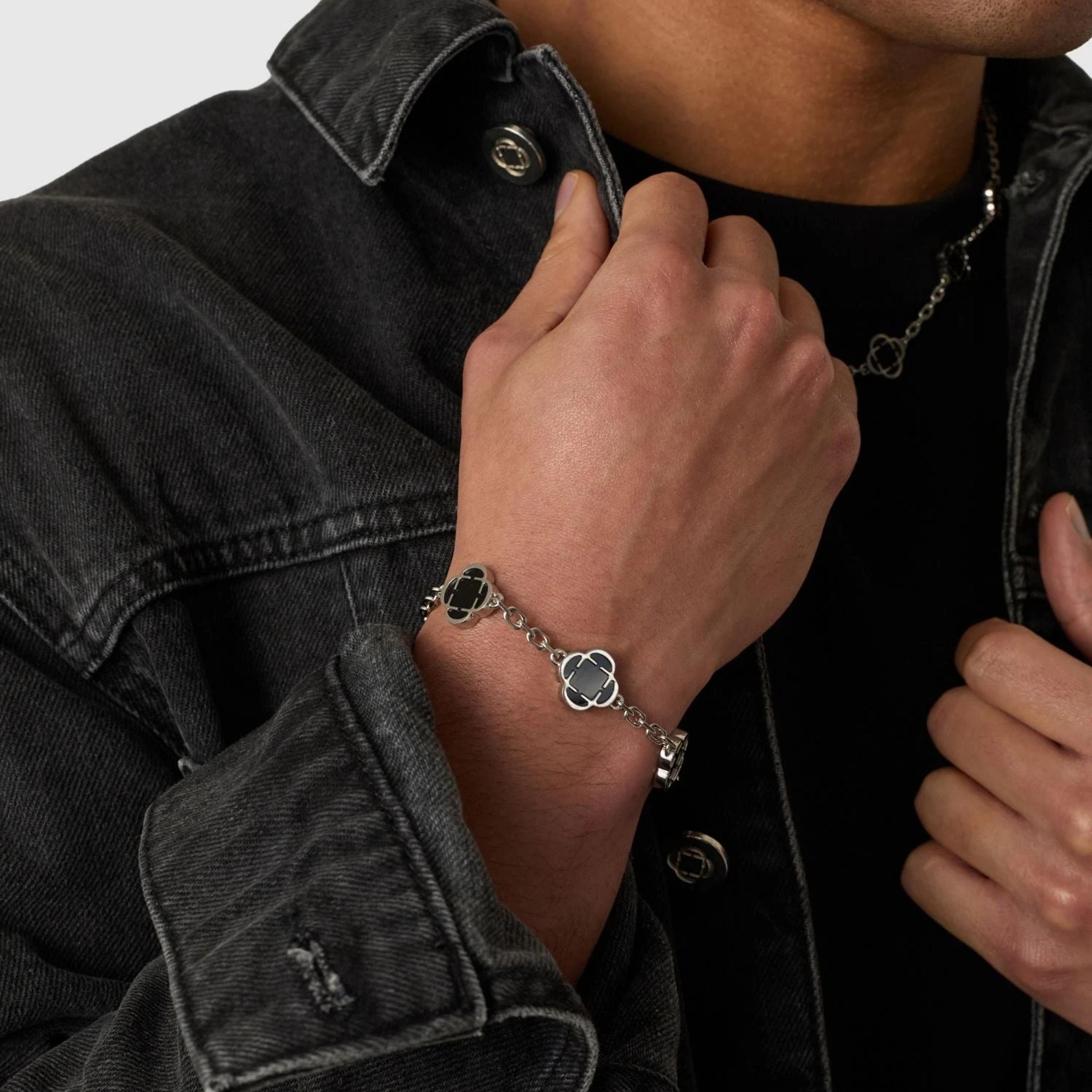 Obsidian Clover Bracelet - Black 4