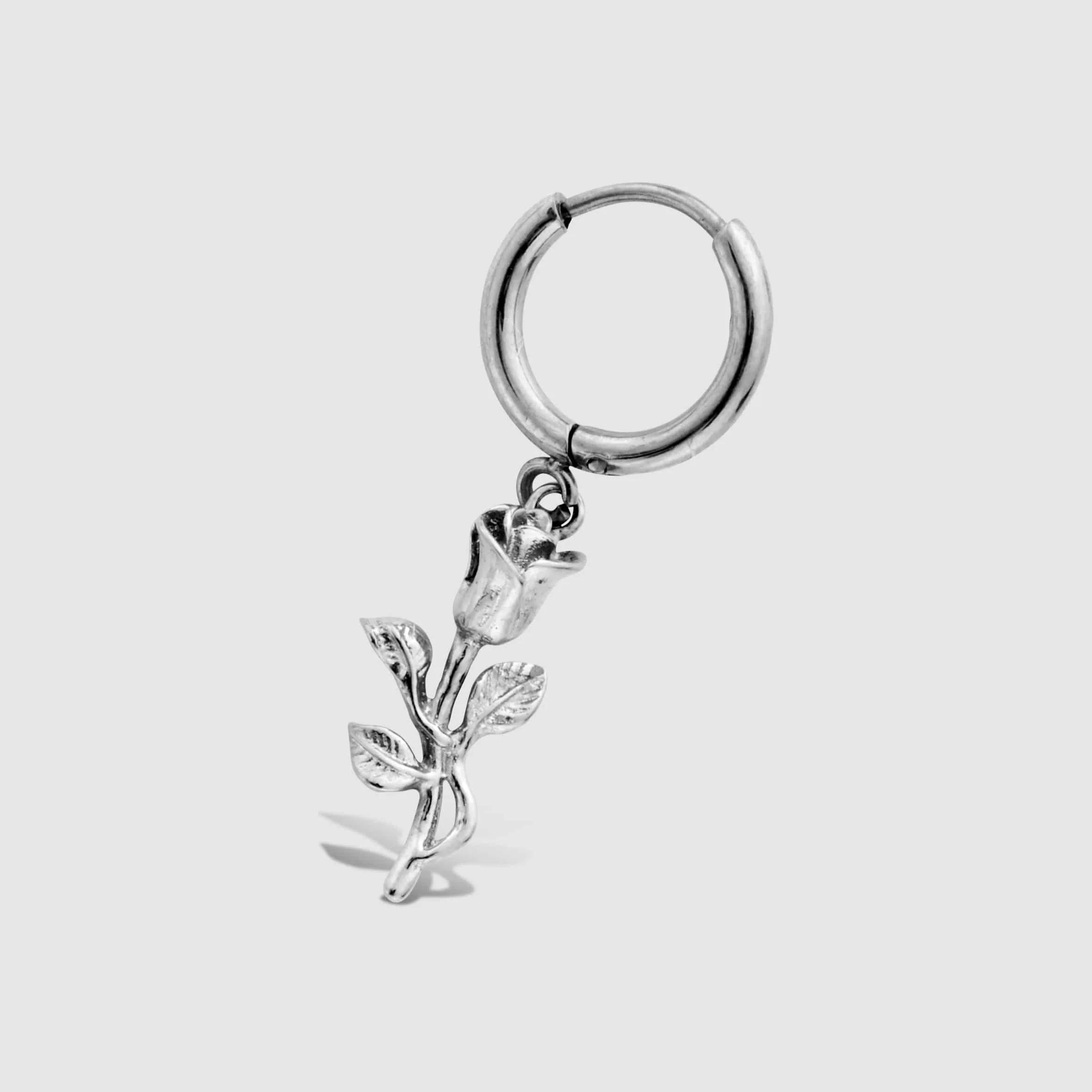 Rose Bloom Hoops - (silver)