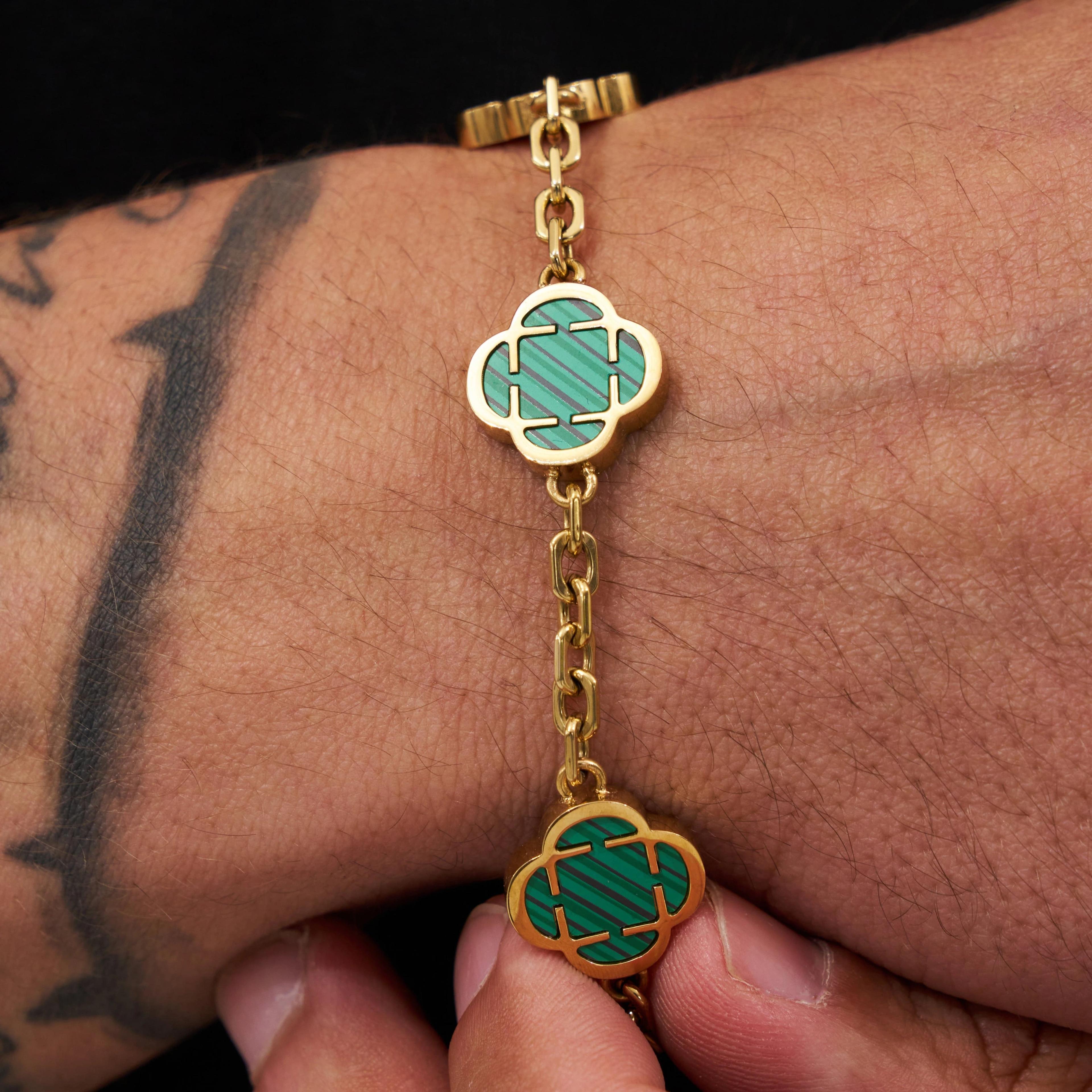 Royal Clover Bracelet - Malachite Stone 3