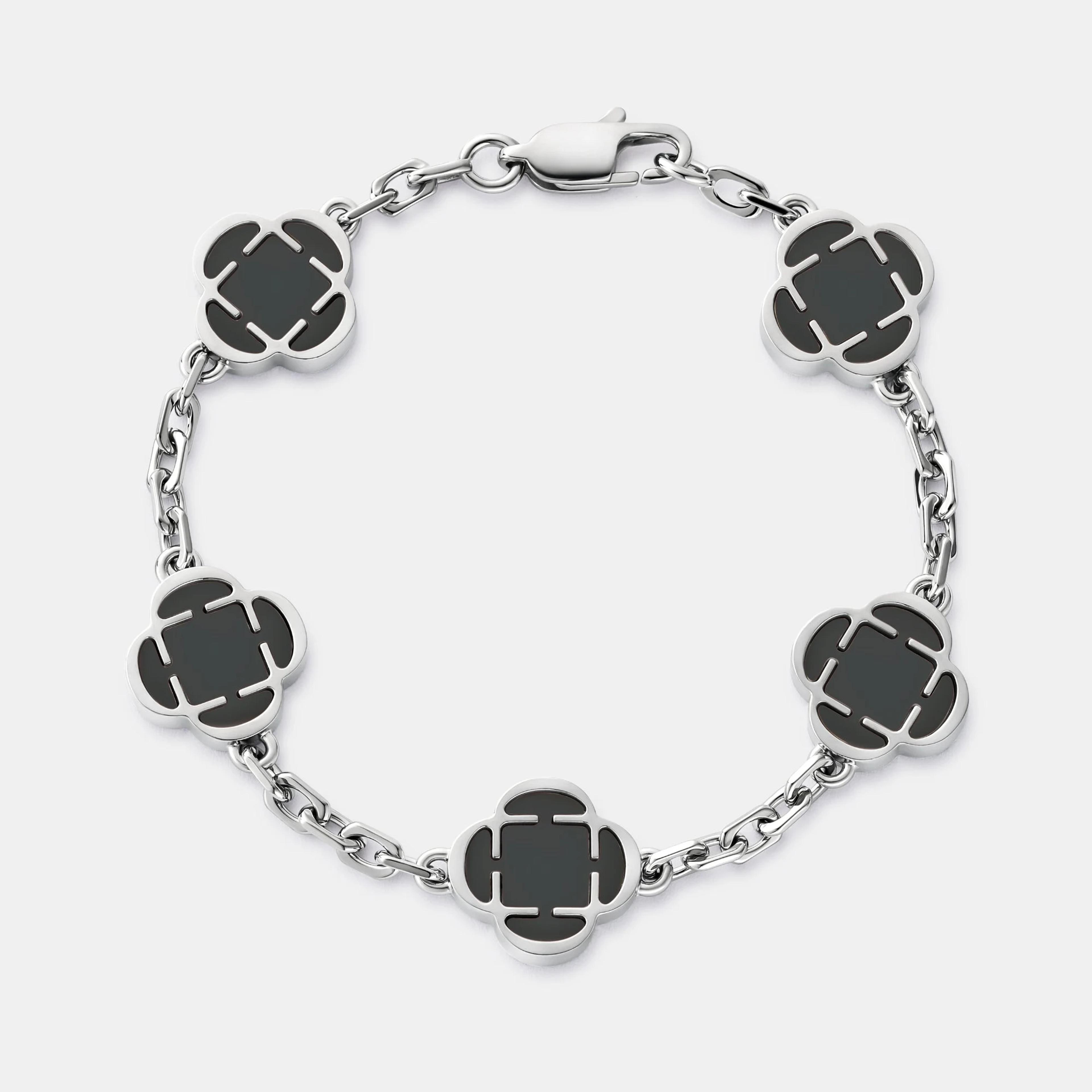 Obsidian Clover Bracelet - Black 1