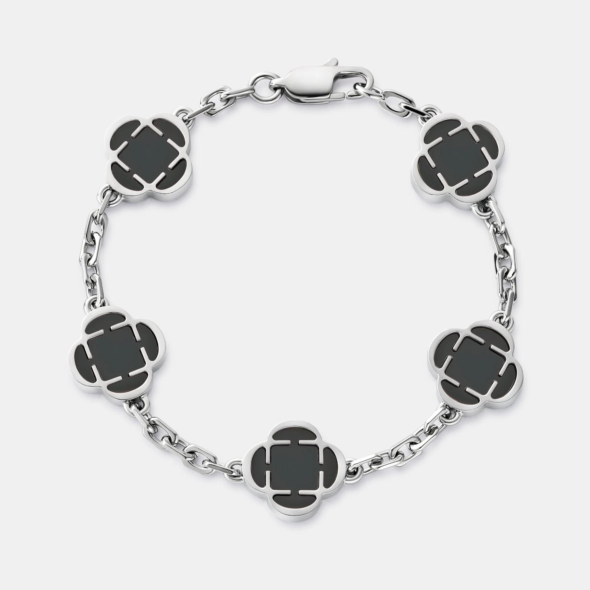 Obsidian Clover Bracelet - Black