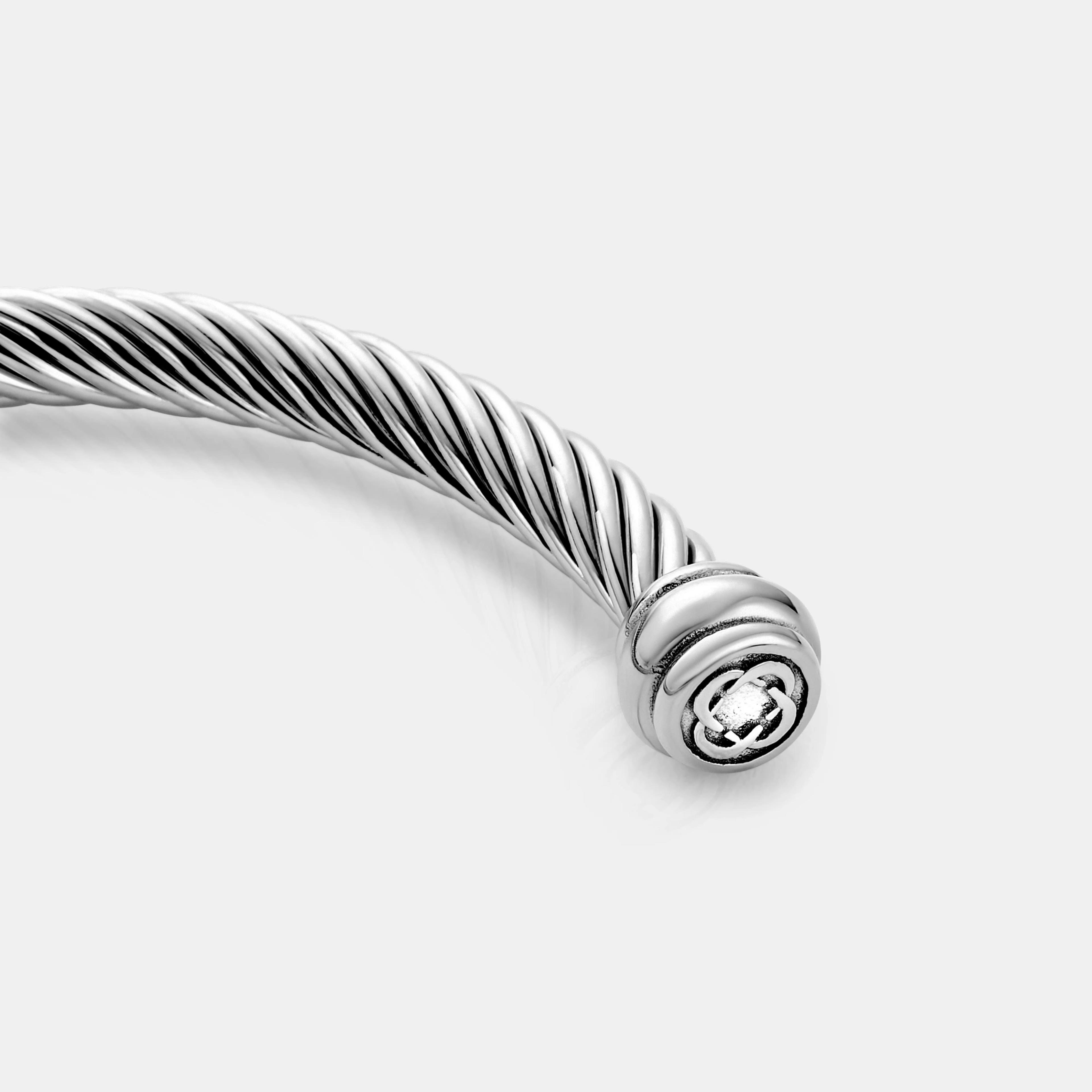 Twisted Cable Bangle - (silver) 3
