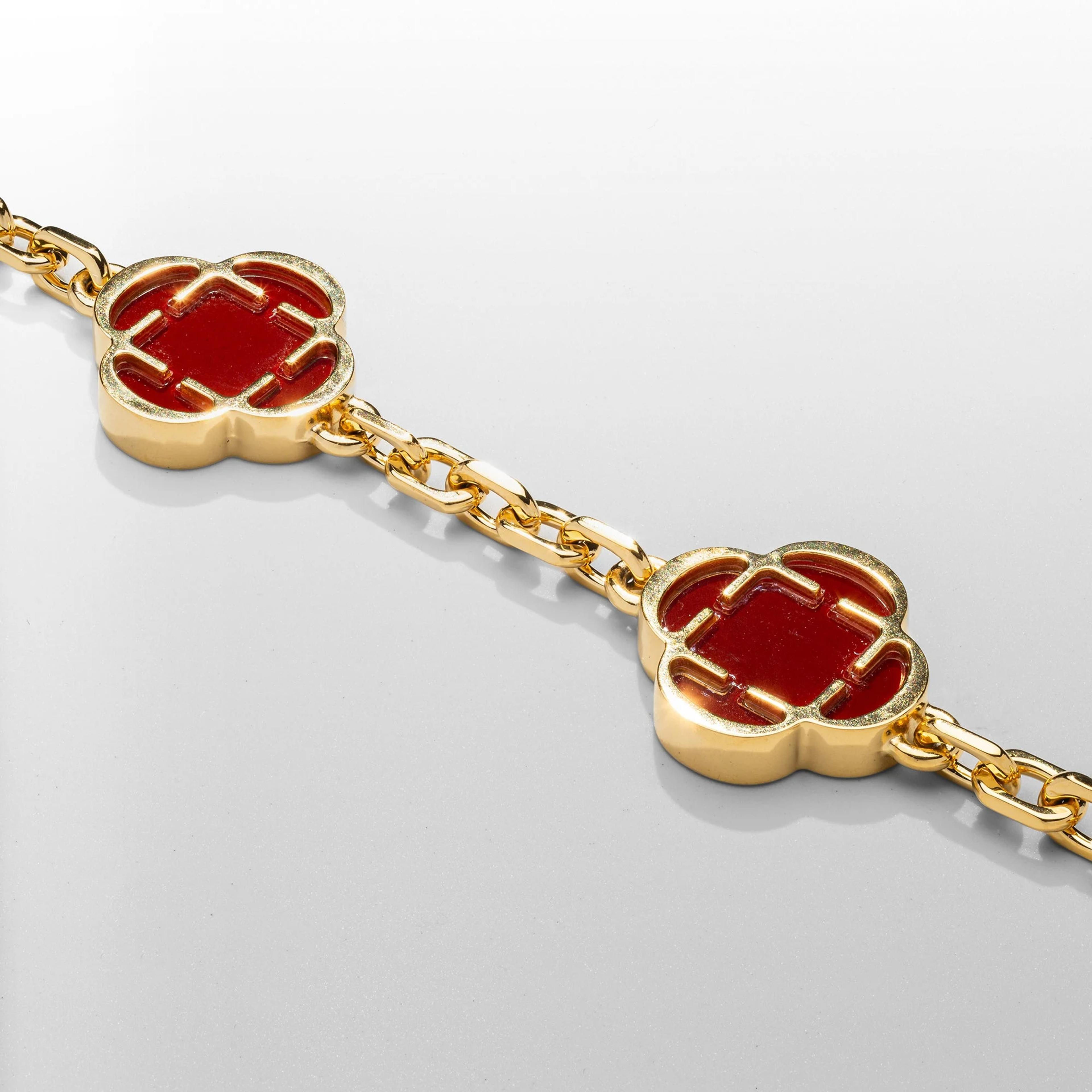 Royal Clover Bracelet - Red Stone 4