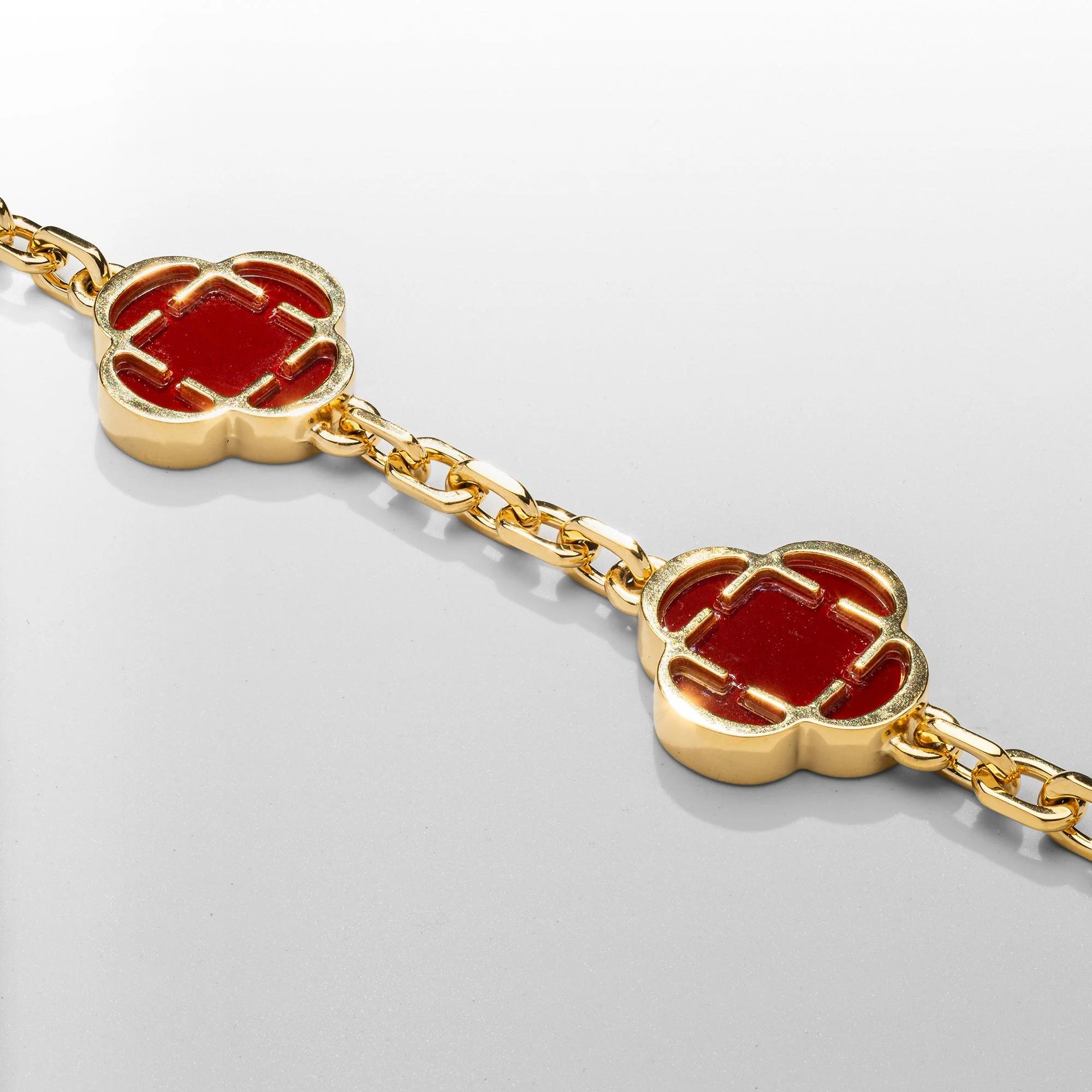 Royal Clover Bracelet - Red Stone 4