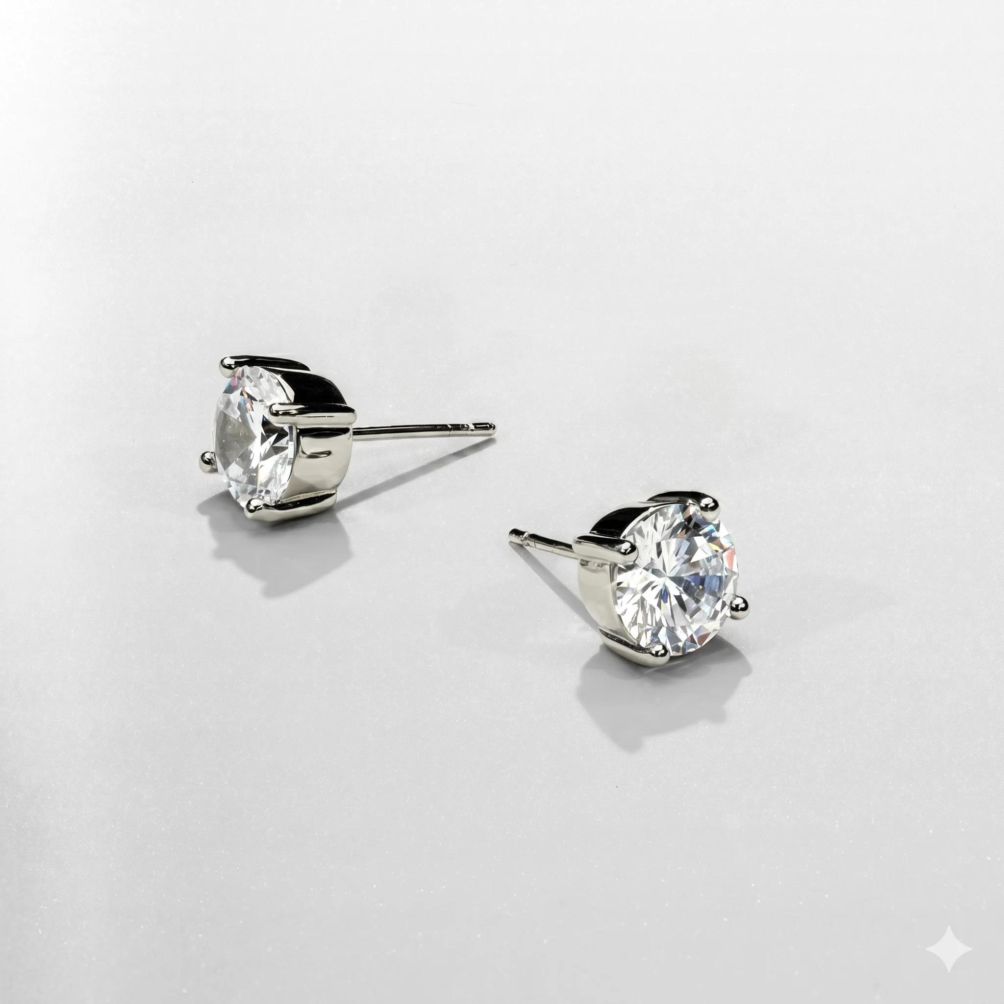 Solitaire Studs - (silver)