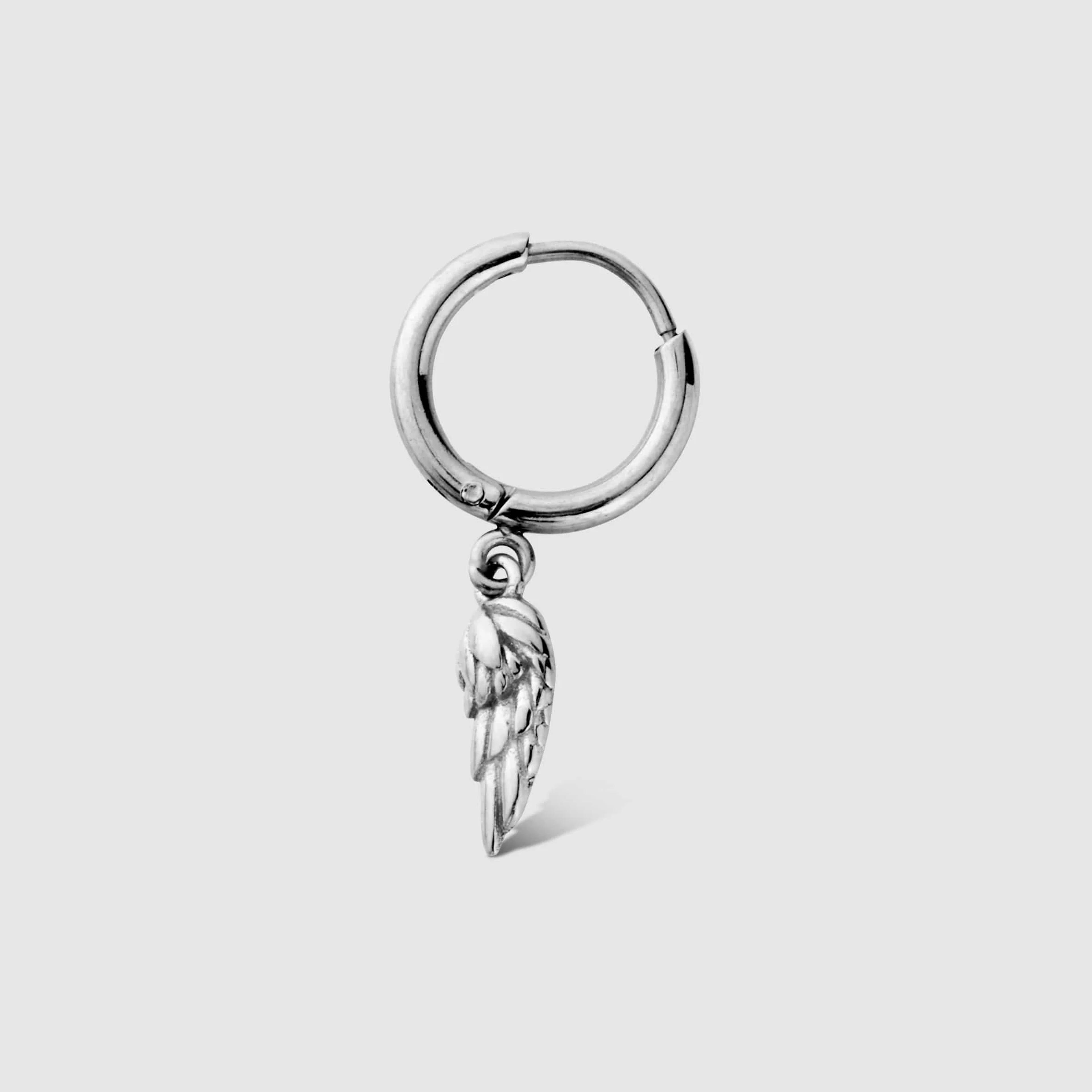 Wing Hoop Earrings - (silver)