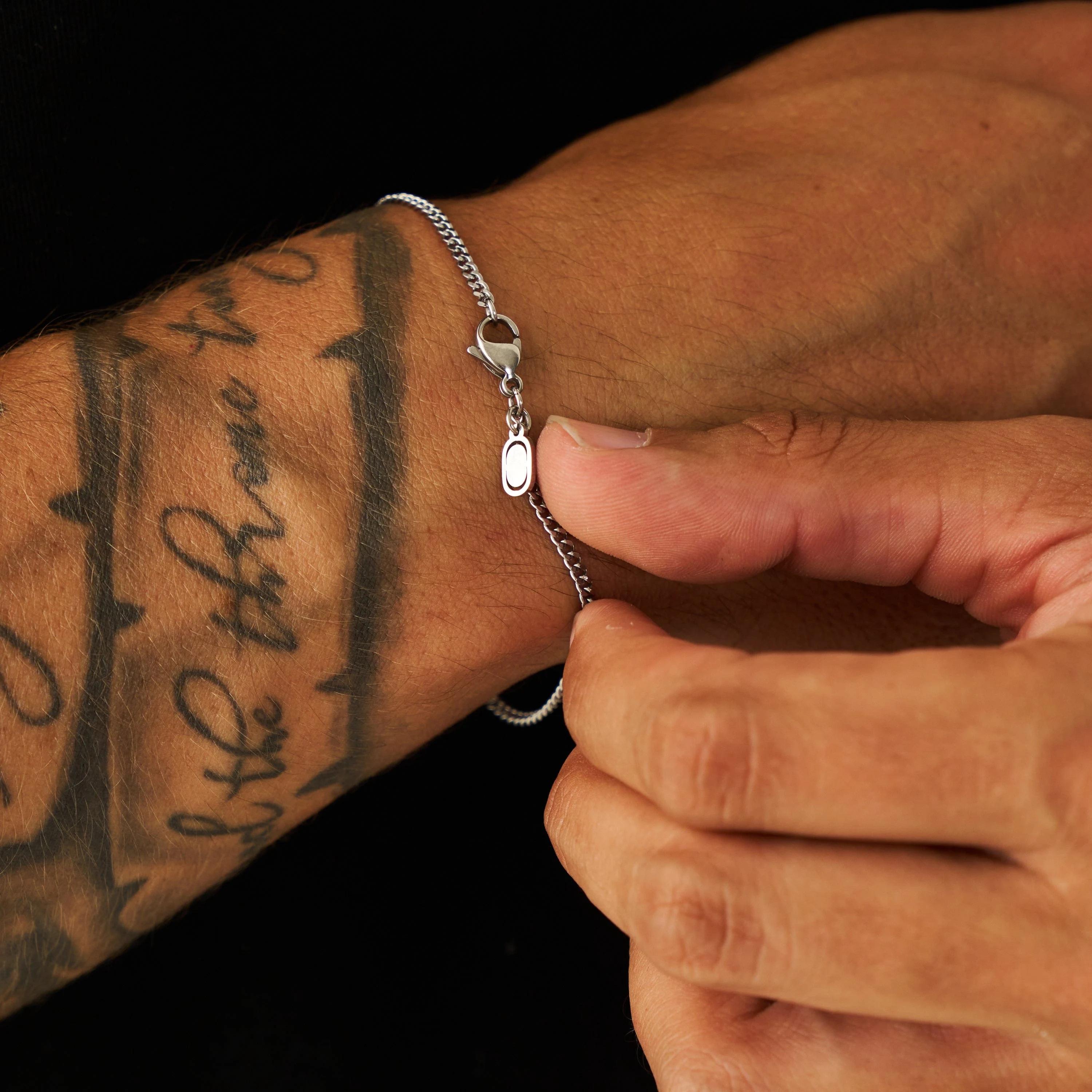 Gold Curb Chain Bracelet - (silver) 3