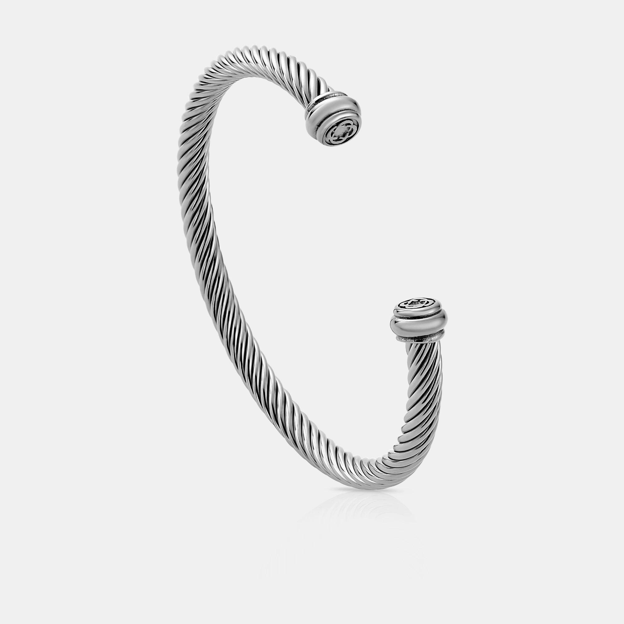 Twisted Cable Bangle - (silver) 2