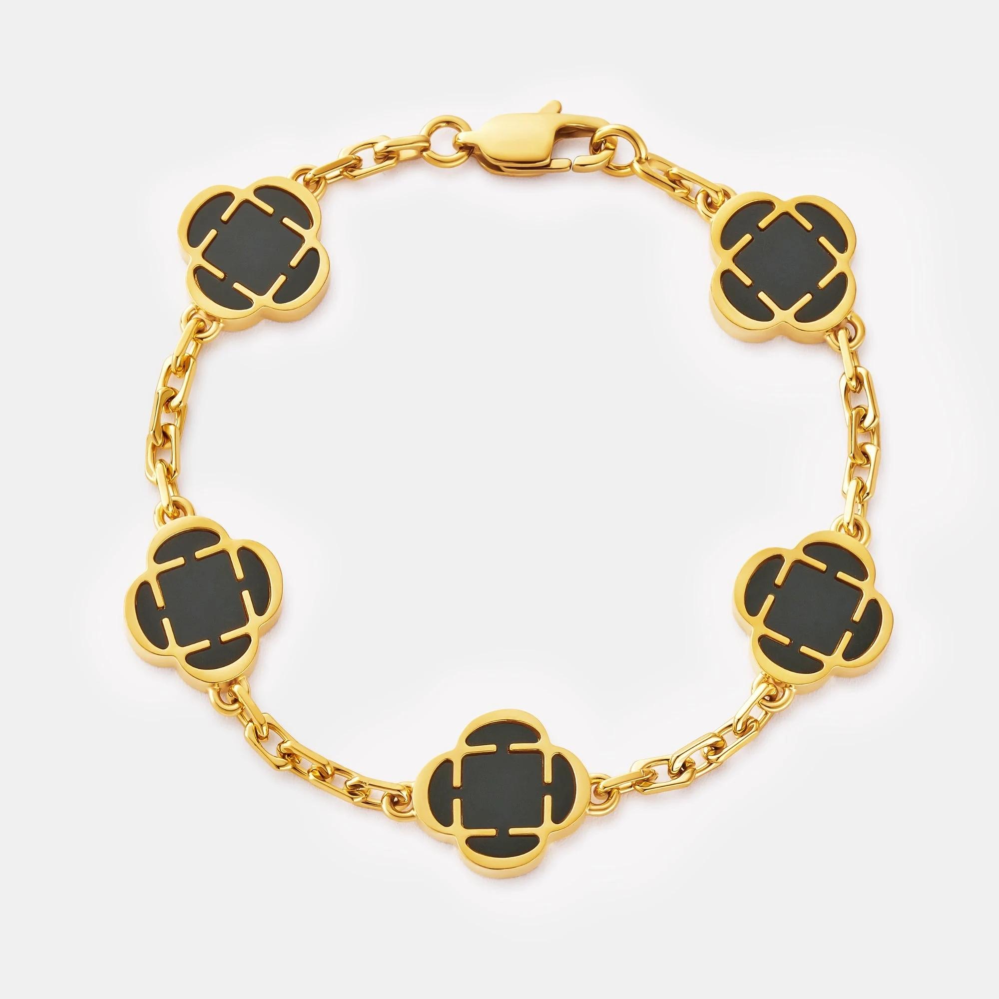 Royal Clover Bracelet - Onyx Stone