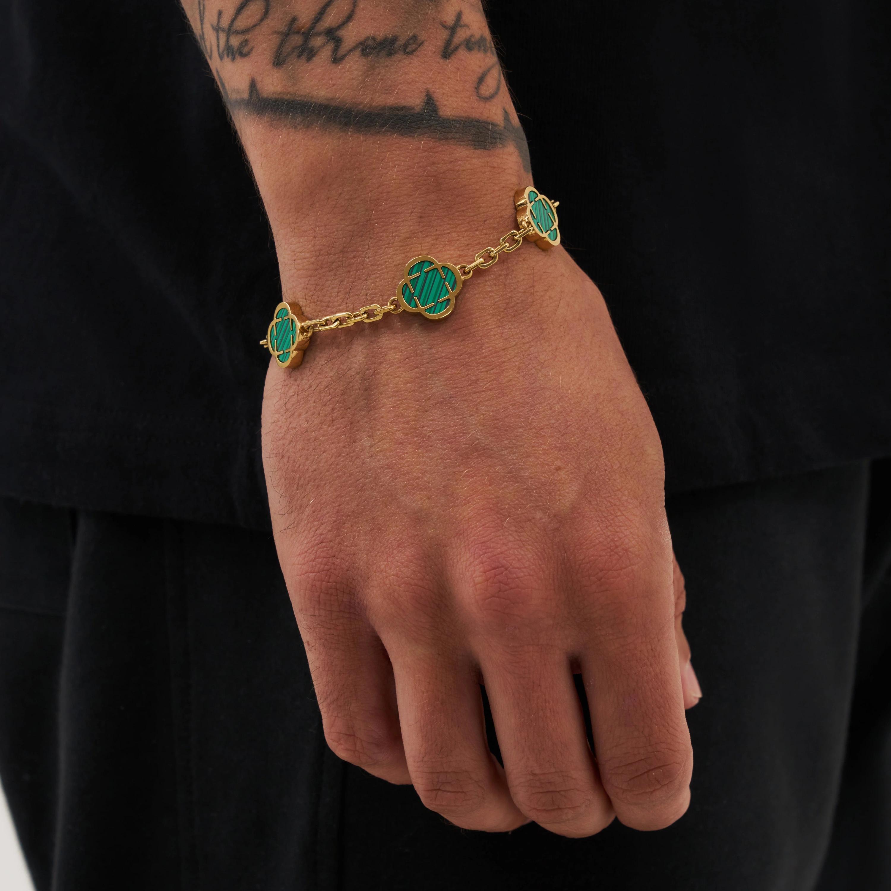 Royal Clover Bracelet - Malachite Stone 2