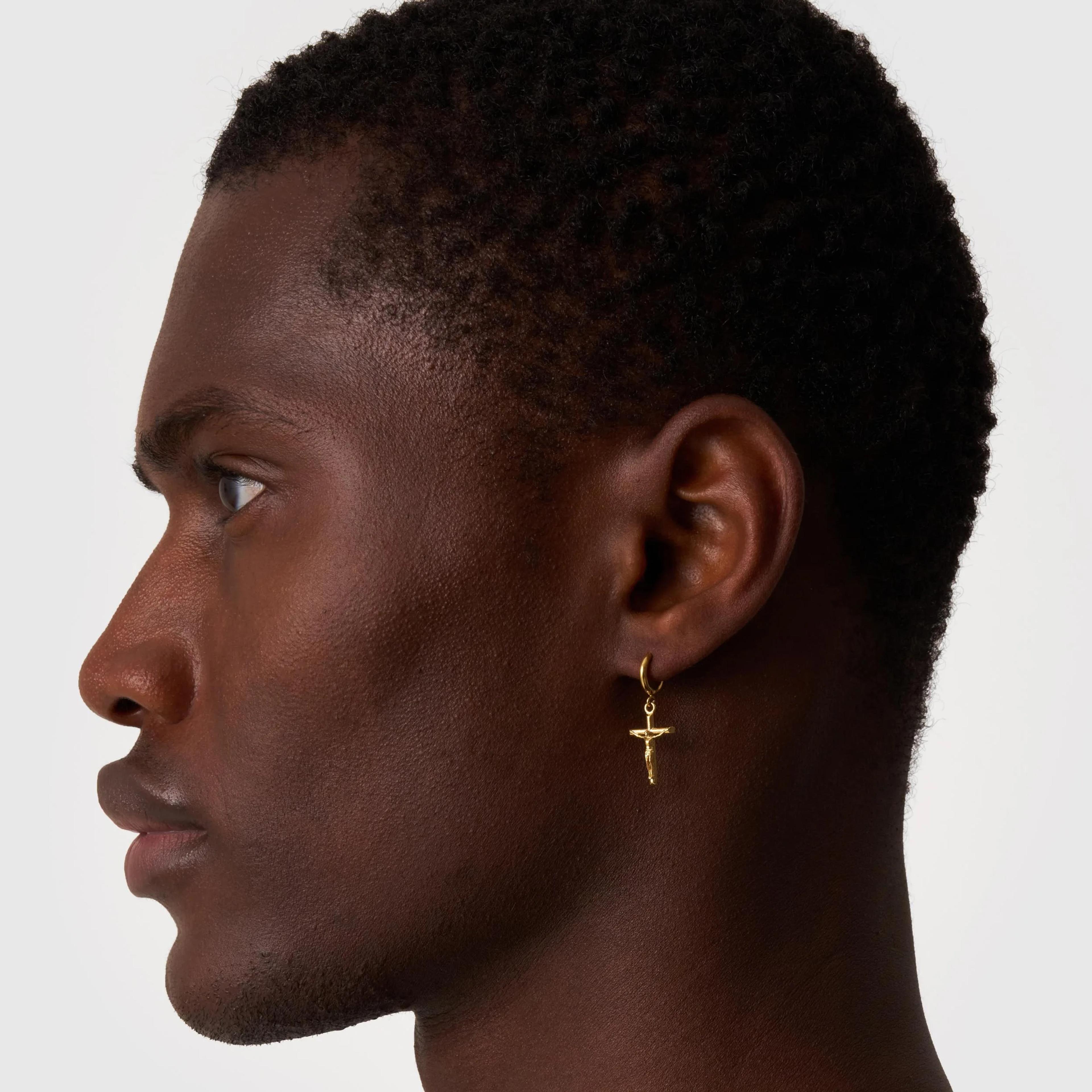 Gold Cross Hoop Earring - (gold) 4