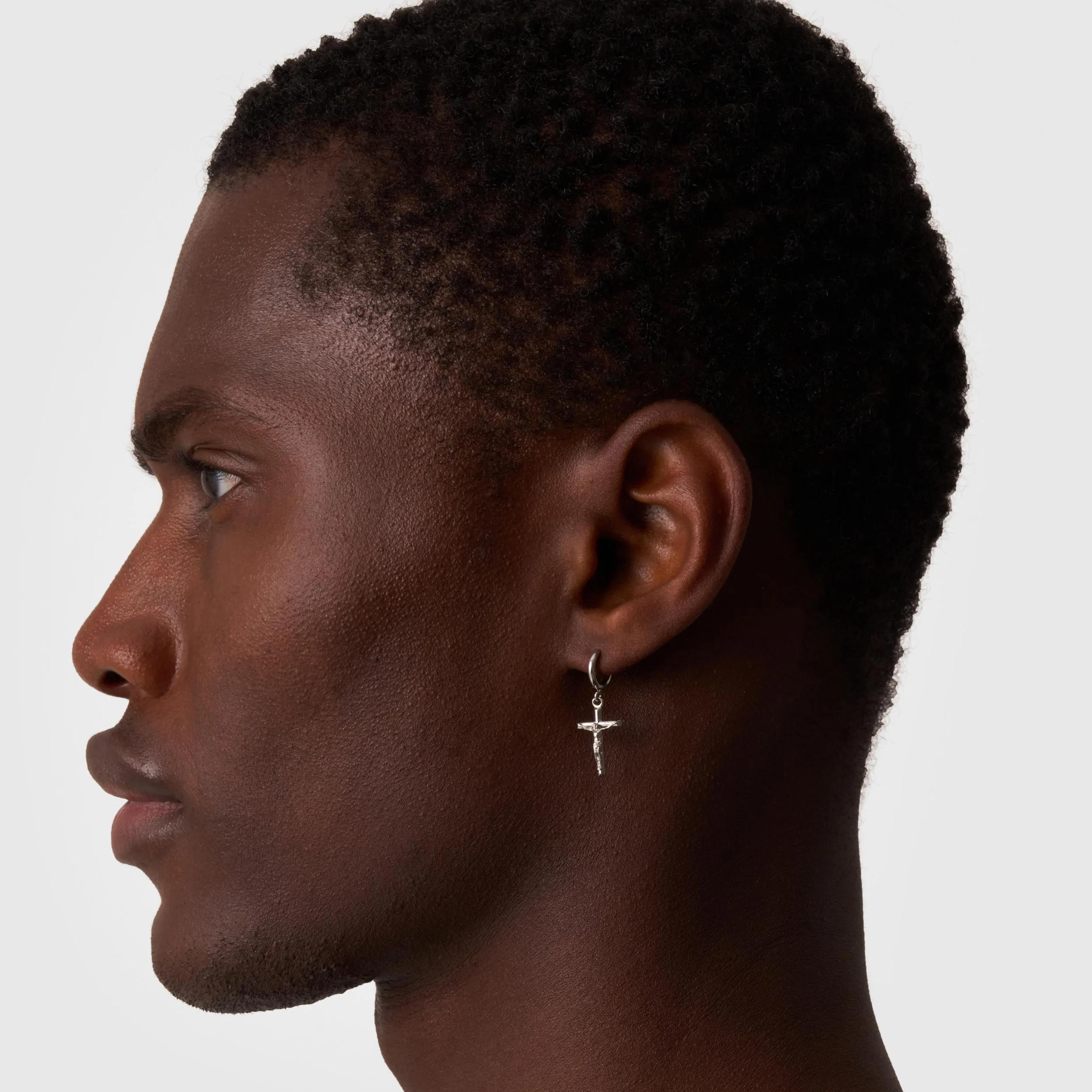 Gold Cross Hoop Earring - (silver) 4