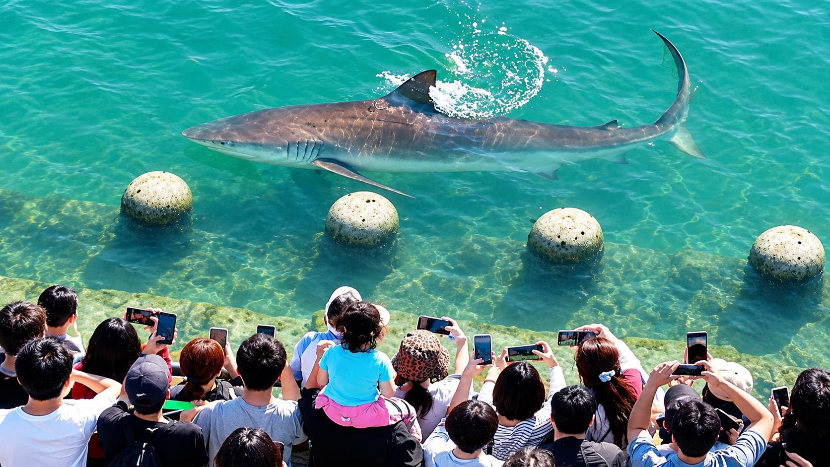 Bukang-i, the shark trapped in a canal at Busan North Port Waterfront Park