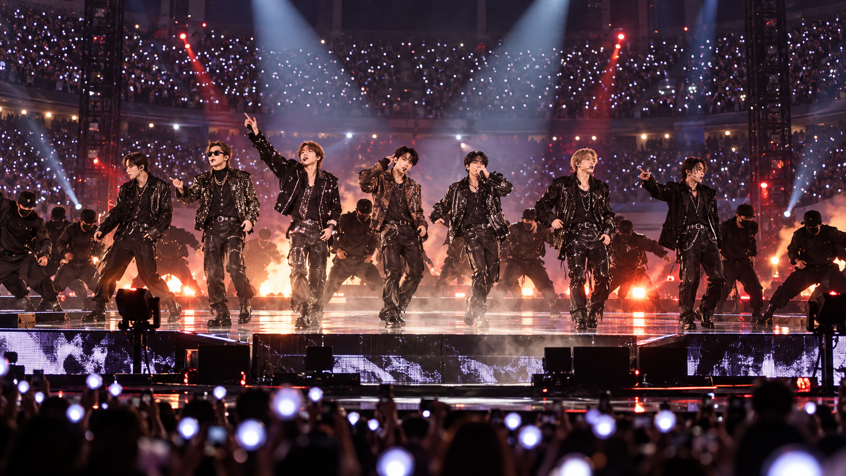 BTS performing during the ARIRANG world tour