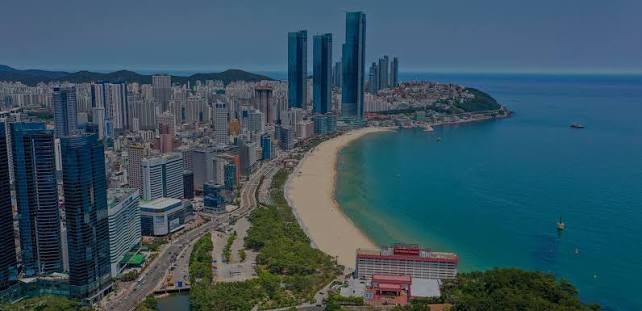 Visitors at Haeundae Beach in Busan