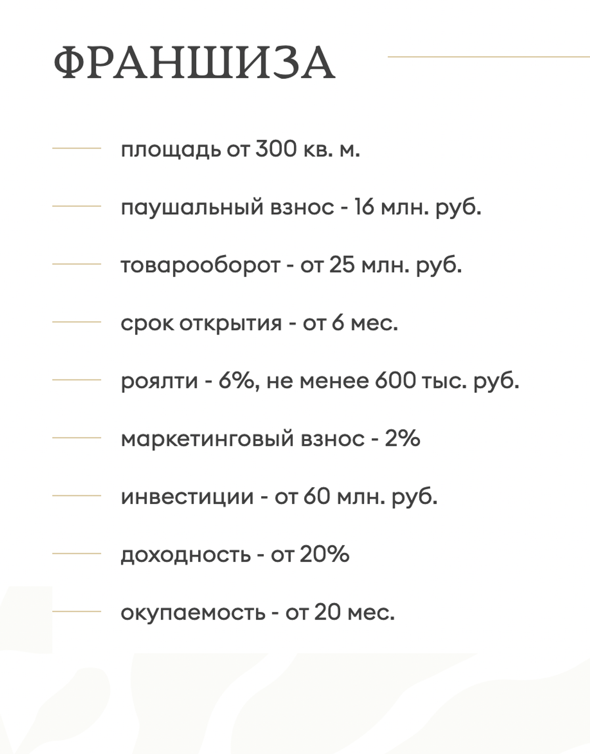 Экономика франшизы M1