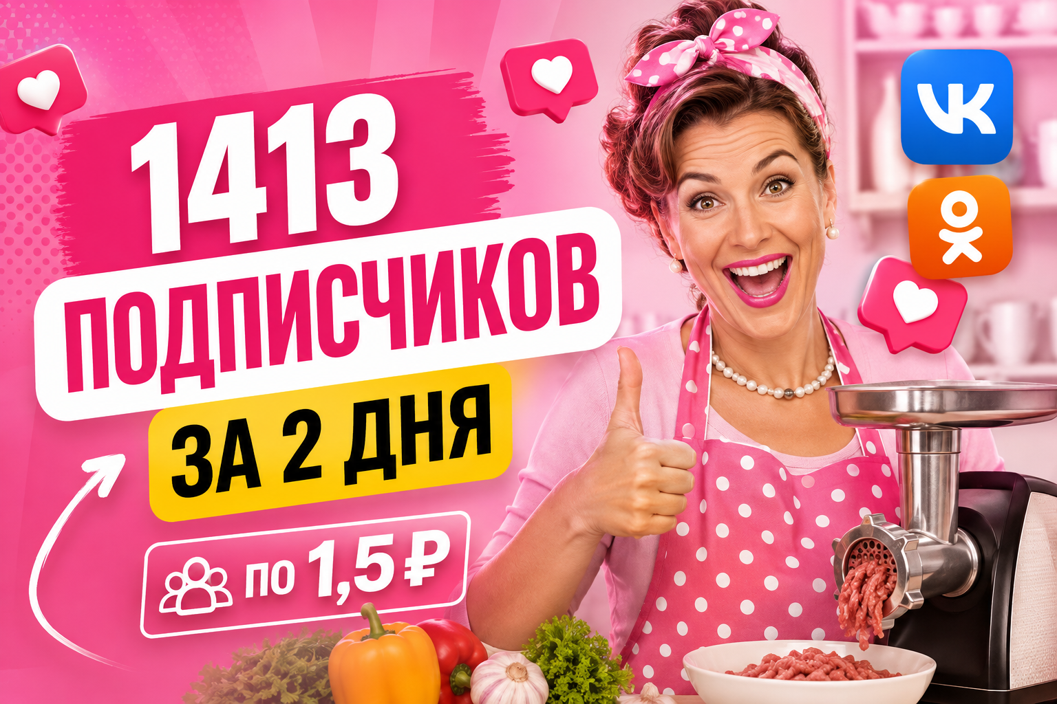 +1413 подписчиков по 1,5₽ за 2 дня для e-commerce и эффективная лидогенерация через квиз