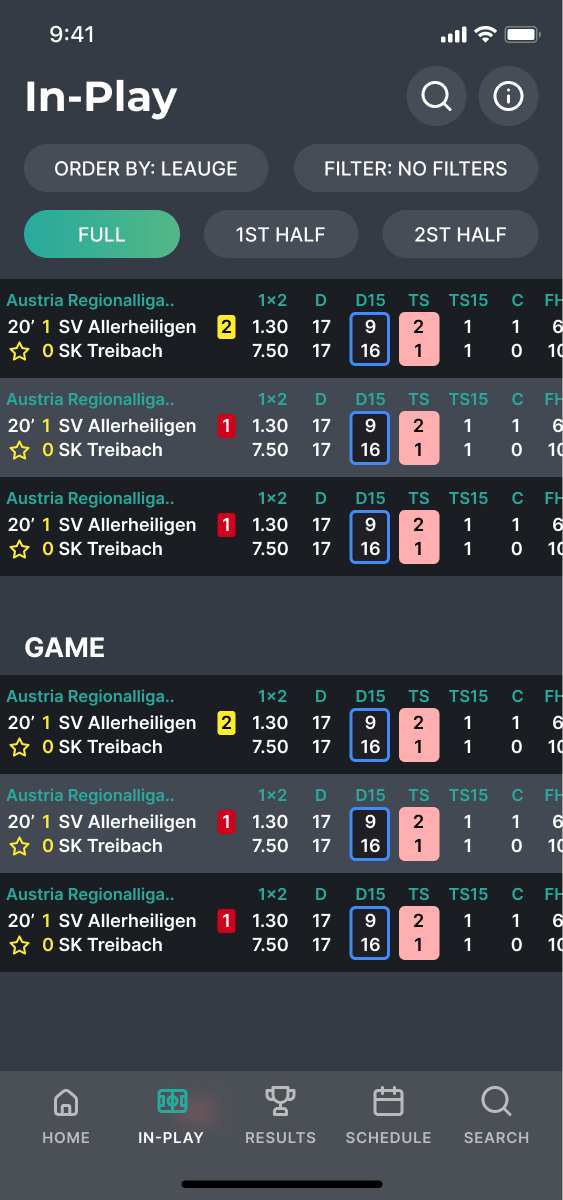 BetBallers inPlay view app